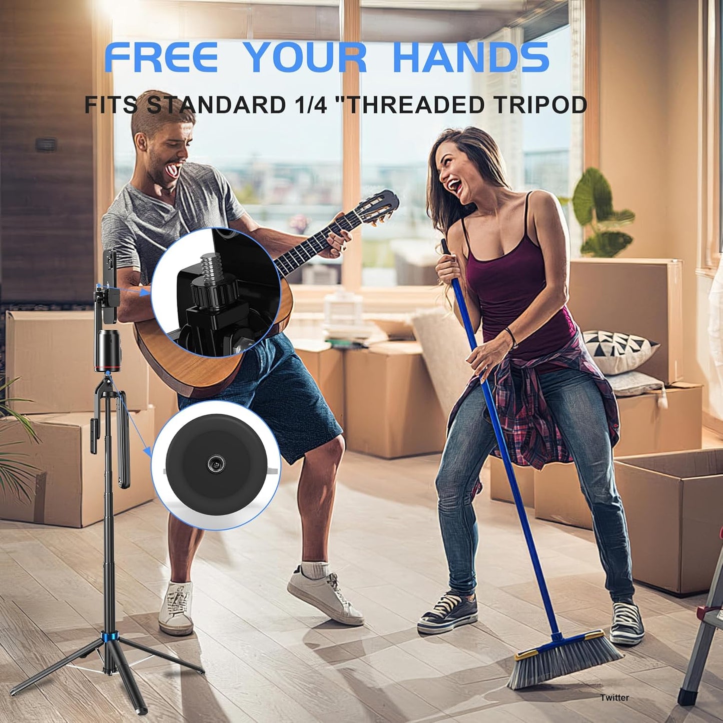 Auto Face Tracking Phone Holder for Phone, GoPro, Compact Camera, 360° Rotation Mount with Remote Compatible with Tripod, Rotating Stand for iPhone for Vlog, Streaming, Video, FaceTime, TIK Tok