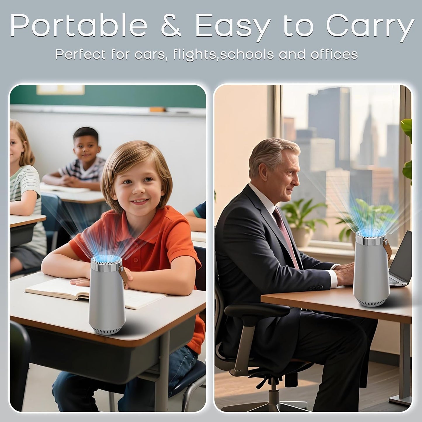 2 in 1 Car Air Purifier-Air Ionizer Plus Ozone Machine-Clean Odor,Dust,Smoke Smell for Car,Bathroom,Bedroom