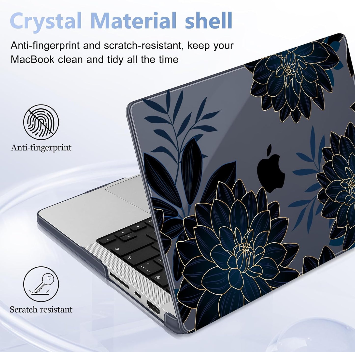 for MacBook Pro 16 inch Case 2021 2022 2023 2024 Release A3186 A3403 M4 A2991 M3 A2780 M2 A2485 M1 Pro/Max, Hard Shell Case with Screen Protector & Keyboard Cover, Flower Dahlia
