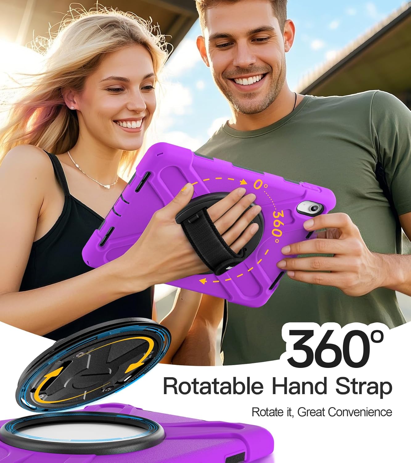 BRAECN for iPad (A16) 11th/10th Generation case 11/10.9 inch 2025/2022 Heavy Duty Shockproof Protective with Pencil Holder Screen Protector 360°Rotating Stand Handle & Shoulder Strap Full Body Cover