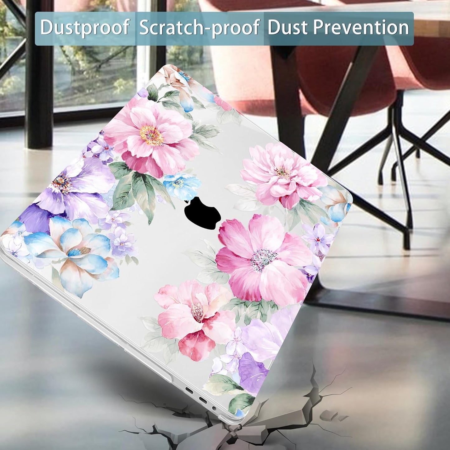 Mektron for MacBook Pro 16 inch Case 2020 2019 Release A2141, Soft Touch Plastic Laptop Case Pro 16-inch with Touch Bar & ID, Illustration Flower