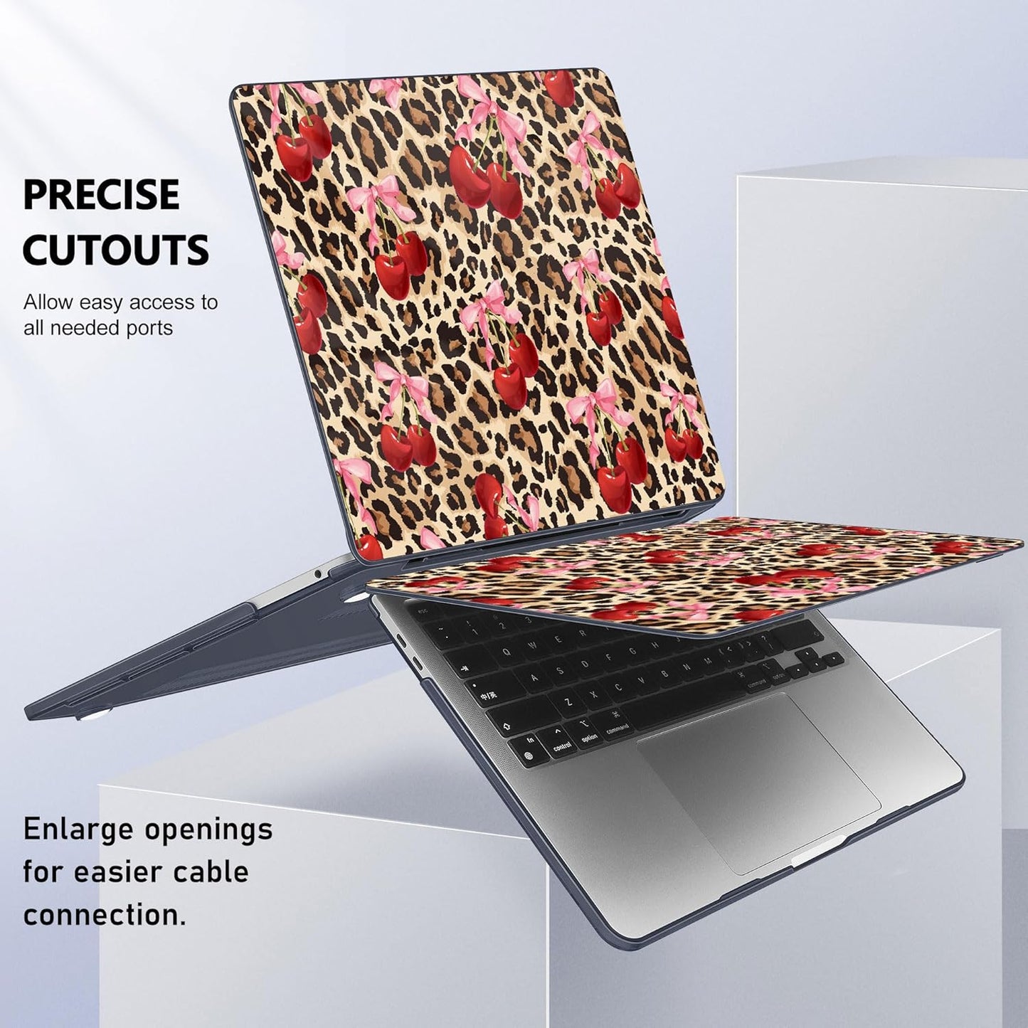 May Chen Case for MacBook Pro 13 inch M2 2023,2022,2021,2020 A2338 M1 A2251 A2289, Plastic Hard Shell Case for MacBook Pro 13" with Touch Bar Fits Touch ID, Cherry & Cheetah