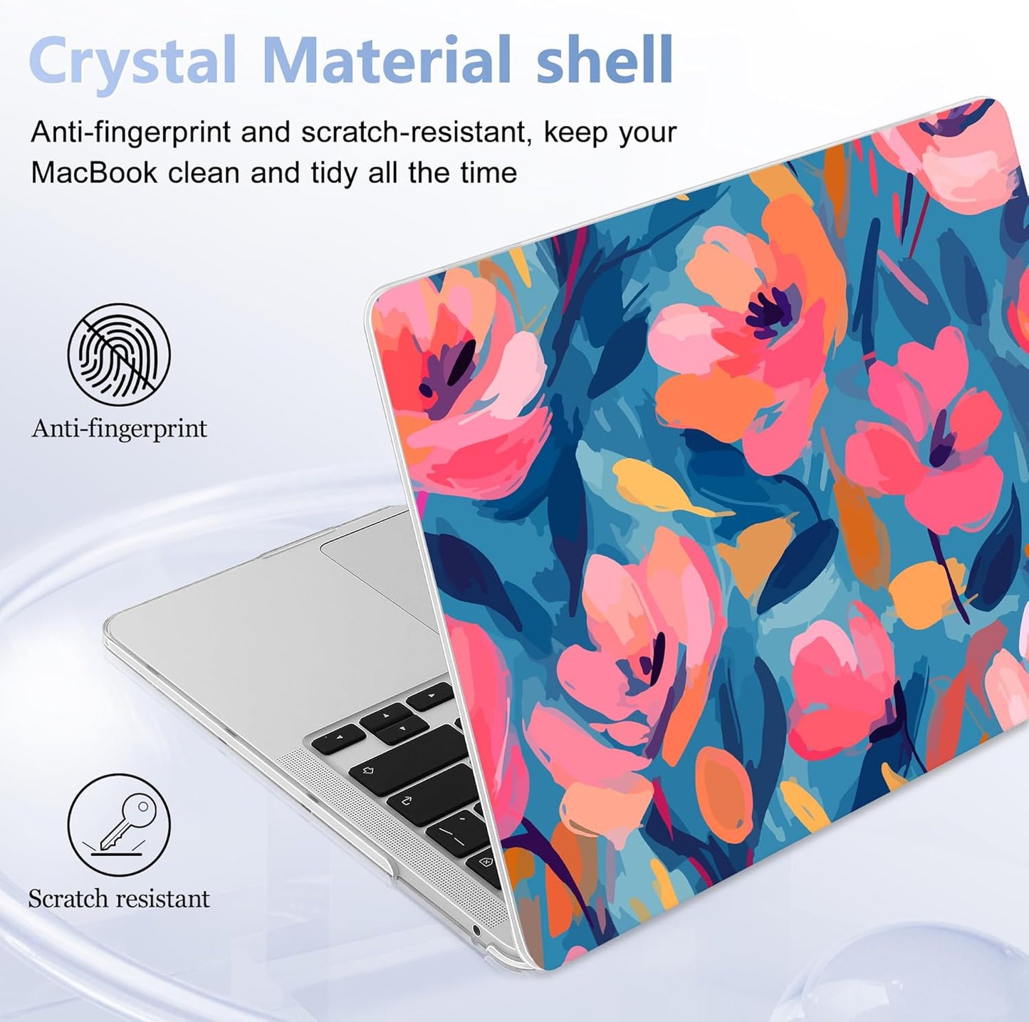 Case for MacBook Pro 13 inch with/Without Touch Bar (2016-2022, M2 A2338 M1 A2289 A2251 A2159 A1989 A1706 A1708), Hard Shell + Keyboard Cover + Dust Plug, Flowers Print