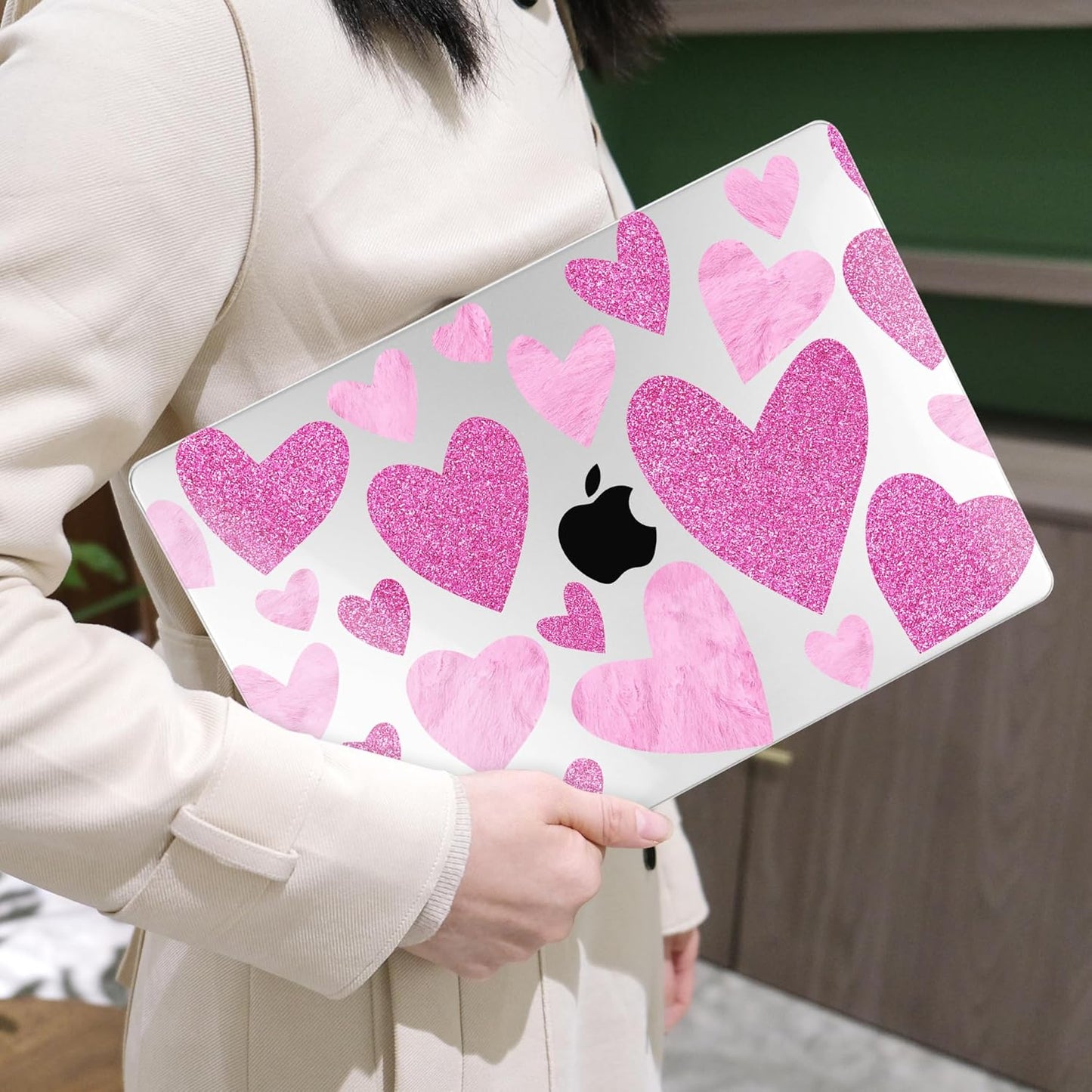 MEEgoodo Case for MacBook Pro 13 inch Case 2022 2021 2020 New A2338 M2/M1 A2251 A2289, Laptop Hard Shell with Keyboard & Camera Cover Compatible with 13 inch MacBook Pro, Glitter Hearts