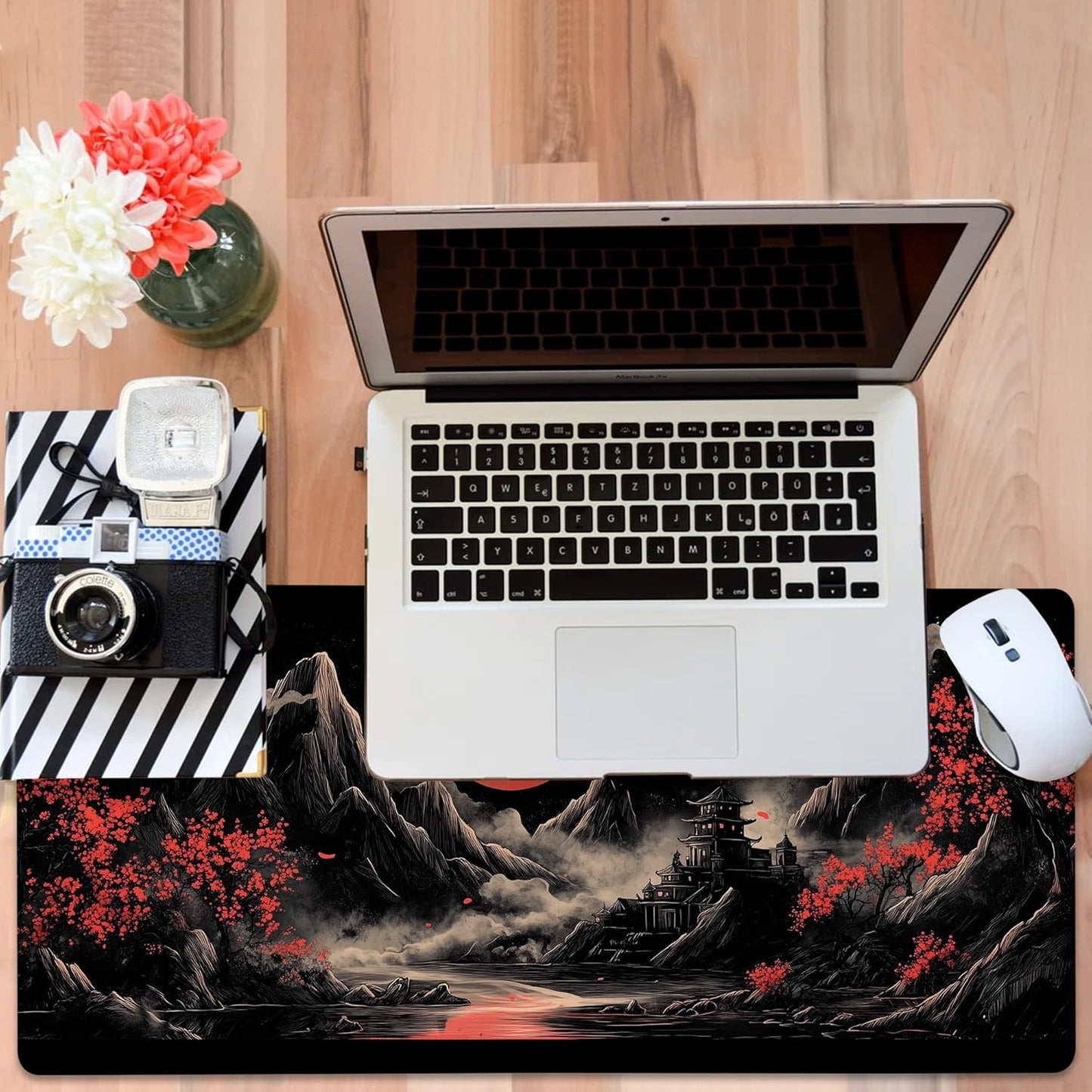 Chinese Style Painting Gaming Mouse Pad 3mm Thick Stitched Edge Waterproof Non-Slip Large Computer Keyboard Mouse Mat,Suitable for Office Entertainment Decorative Desk Pad 35.4 x 15.7 Inches