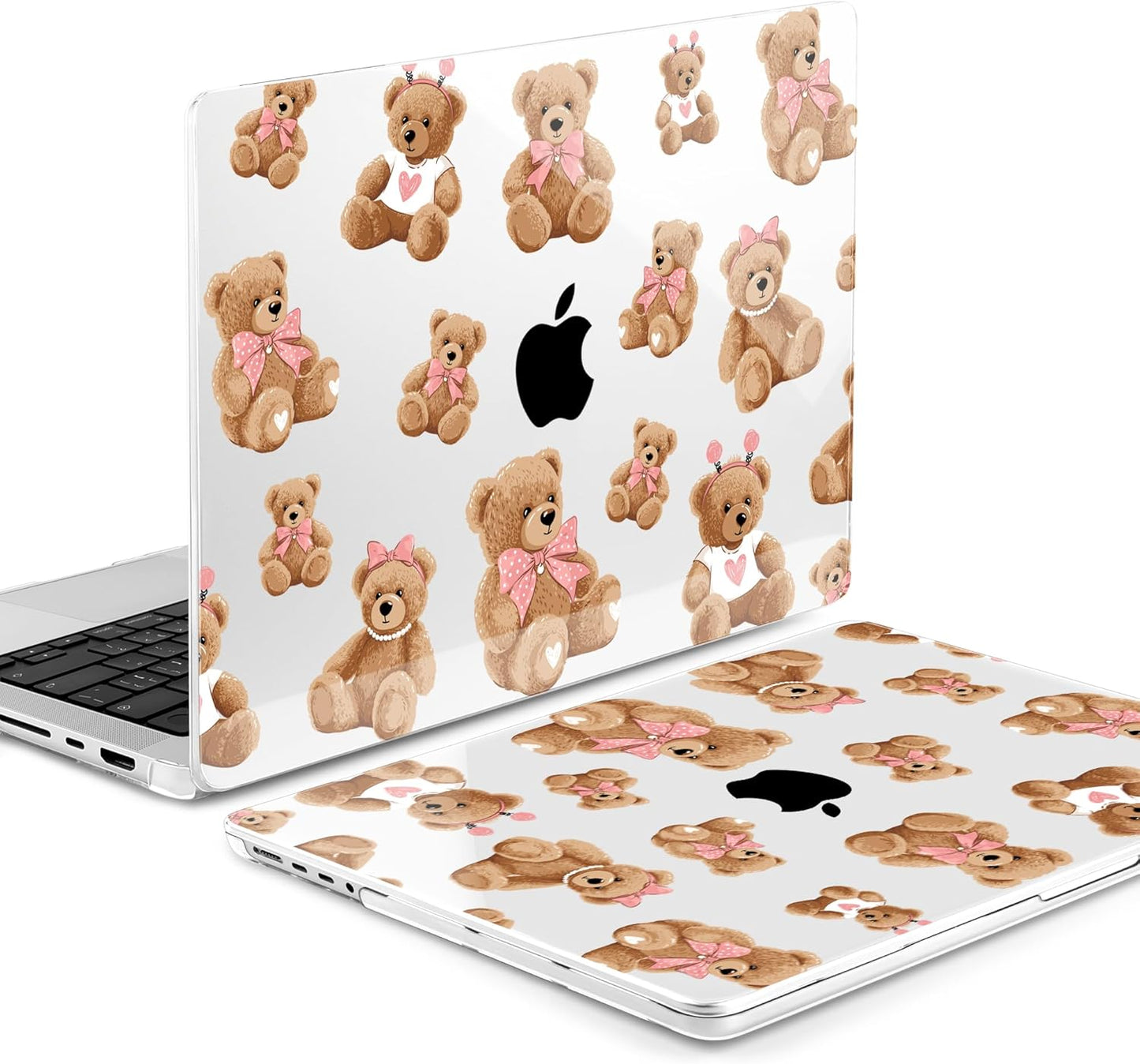 DONGKE for M4 MacBook Pro 16 Inch Case 2024 2023 2021 A3403 A3186 M3 A2991 M2 A2780 M1 A2485 Pro/Max Chip, Plastic Hard Shell Case & Keyboard Cover for Mac Pro 16 with Touch ID, Cartoon Bears