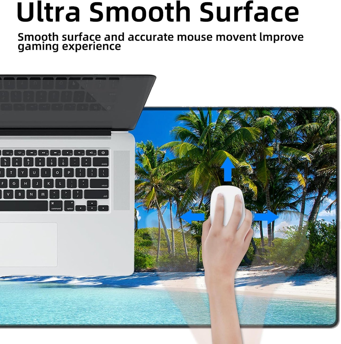 Galdas Gaming Mouse Pad XXL XL Large Long Extended Big Mousepad Non-Slip Rubber Keyboard Mouse Pad with Stitched Edges for Laptop Home Office (31.5x11.8x0.08 Inch) … (Beach 2025)