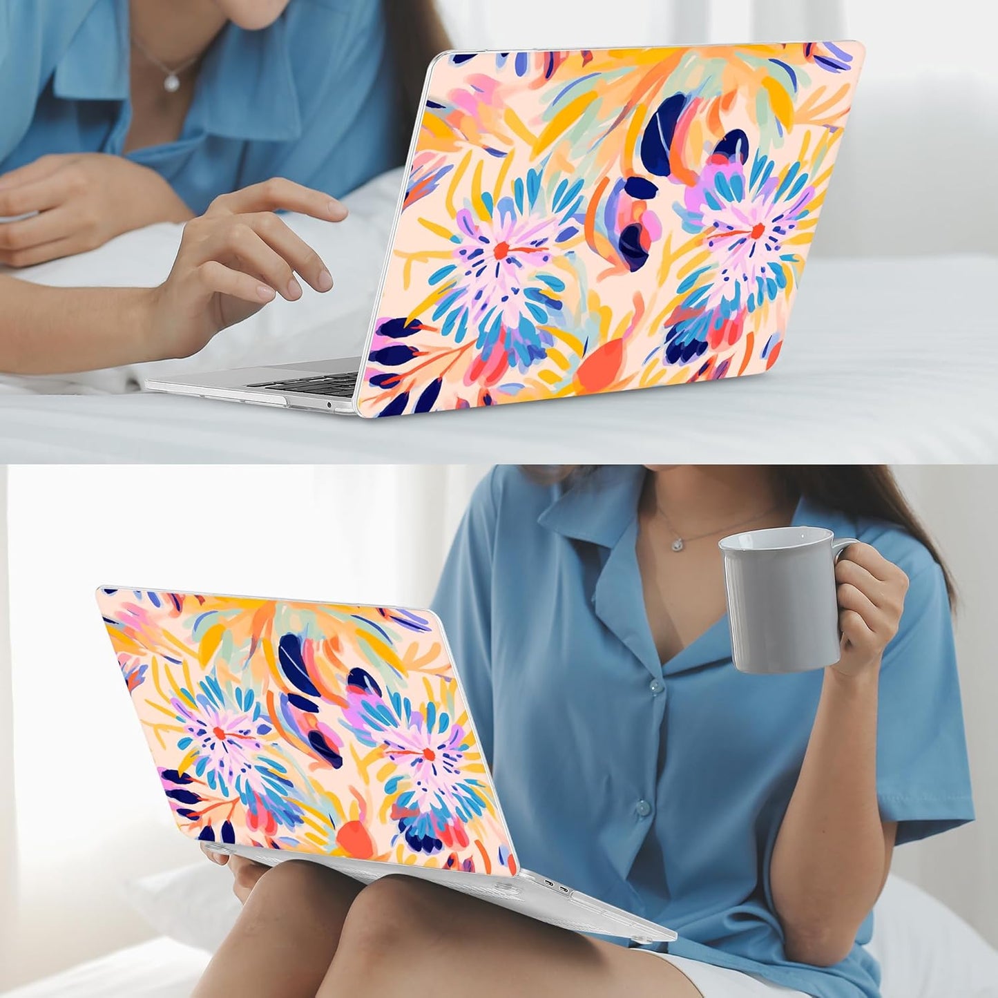 Mektron for MacBook Air 13 Case A1466/A1369 (2010-2017 Release), Snap-on Plastic Hard Shell Cover for MacBook Air 13.3 inch with Keyboard Cover, Abstract Botanical