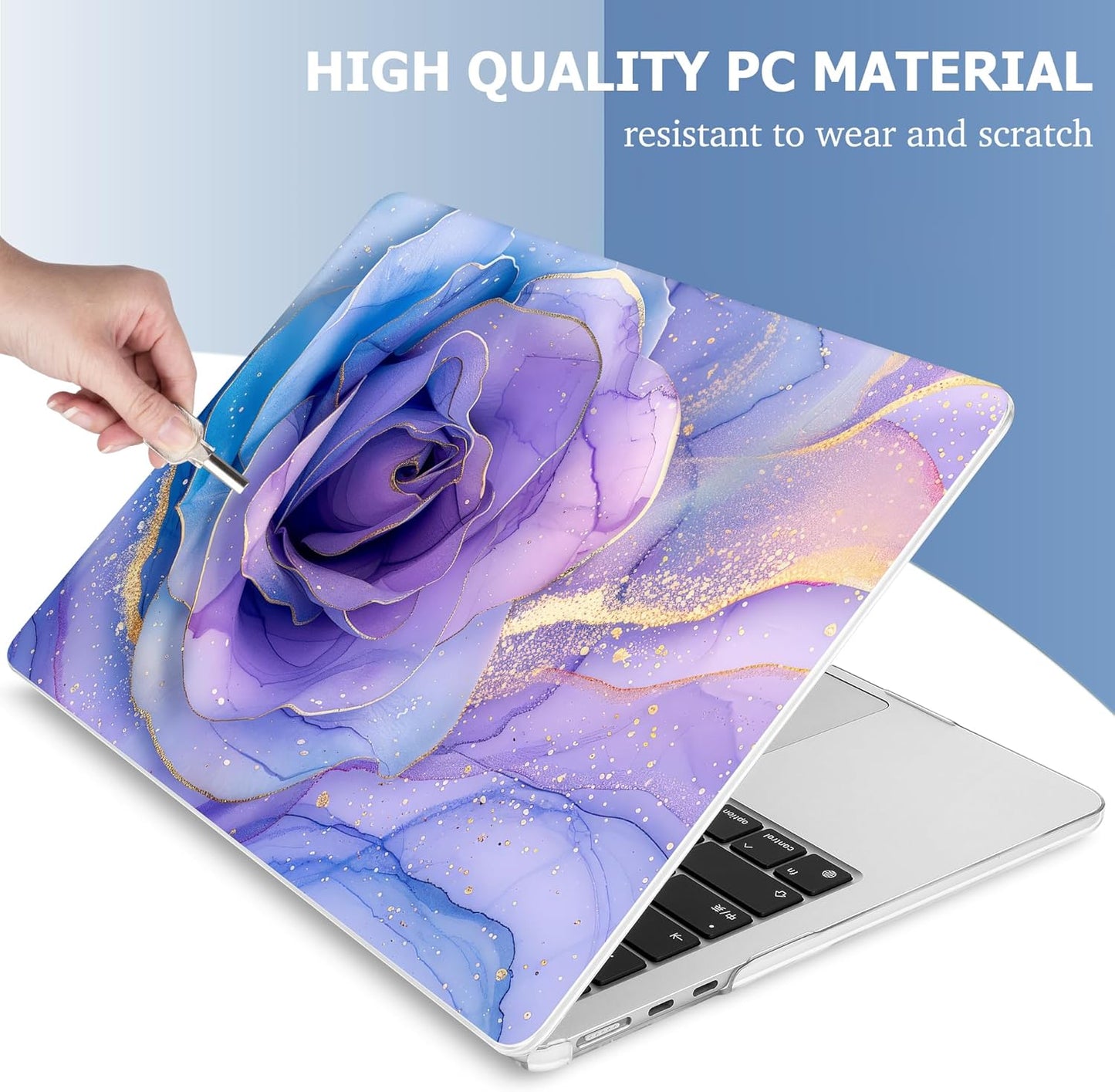 Mektron Compatible with M4 MacBook Air 15 inch Case 2025 A3241 2024 2023 M3 A3114 A2941 M2 Liquid Retina Display Touch ID, Plastic Hard Case & Keyboard Skin & Screen Protector - Rose Marble