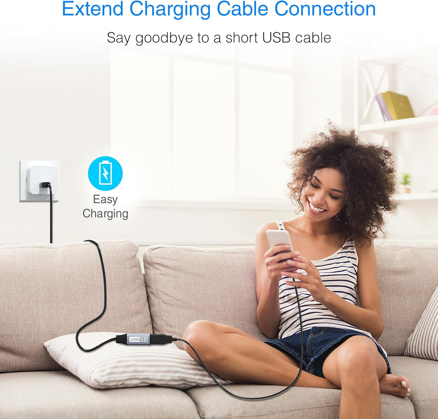 BlueRigger USB 3.0 Extension Cable (6FT, 5 Gbps, Type A Male to Female Adapter Cord) - Long USB Repeater Extender for VR Headset, Printer, Hard Drive, Flash Drive, Keyboard, Mouse, Xbox