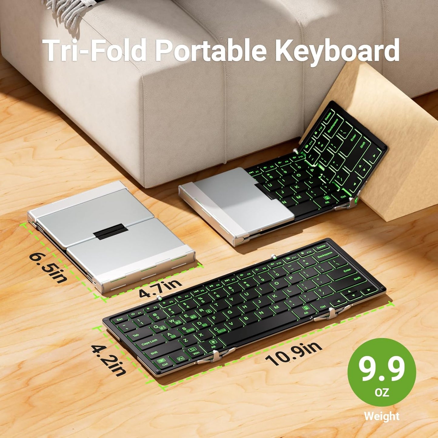 iClever Backlit Foldable Keyboard, BK05 Wireless Folding Keyboard with Backlight, Portable Bluetooth Key Board for Travel, Compact for iPad Tablet Laptop PC Smartphone, Support 4 Devices