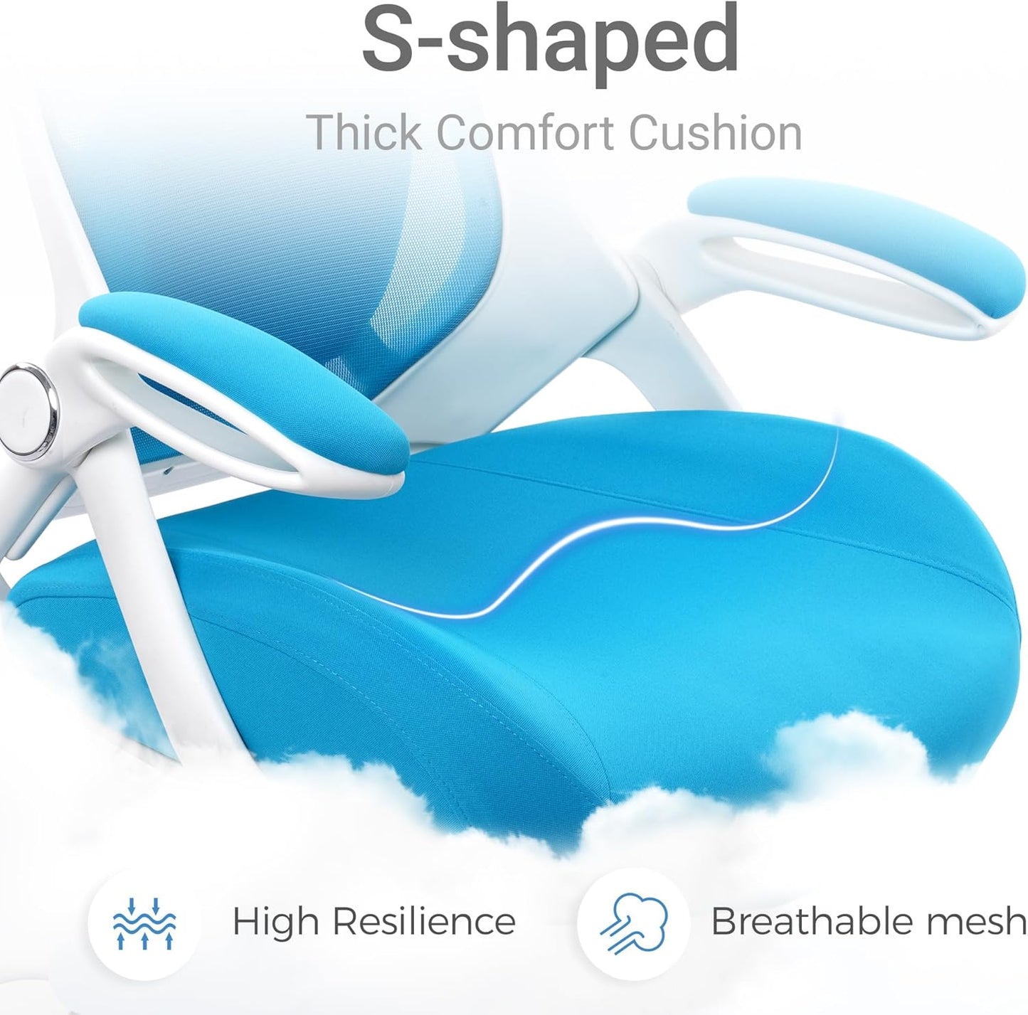 HYLONE 400lbs Heavy Duty Drafting Chair 5" Thickened Seat Office Chair with Flip-Up Armrests Tall Ergonomic Computer Chair with Lumbar Support and Adjustable Footrest Ring Standing Desk Chair (Blue)