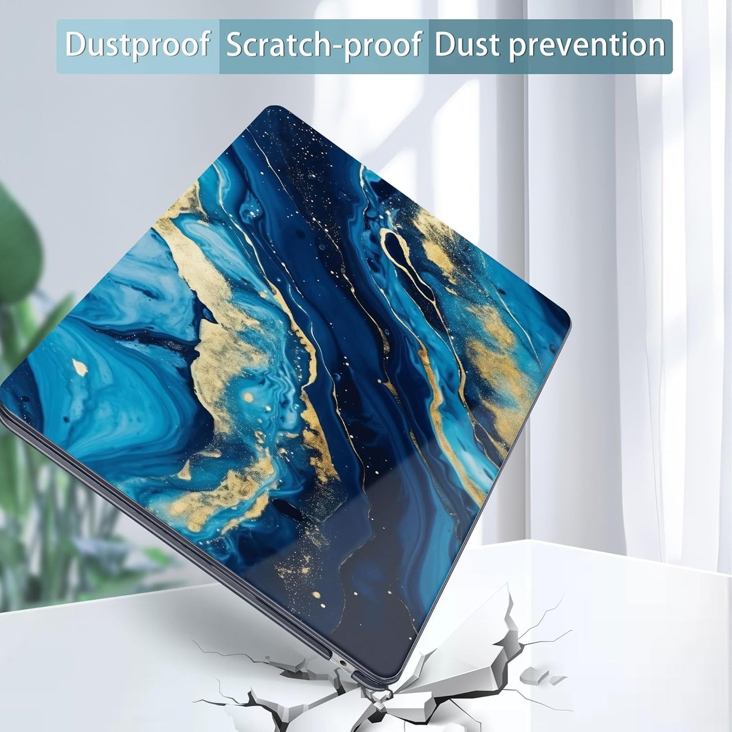 May Chen for MacBook Air 13.6 Inch Case 2025/2024/2023/2022 Release (Model A2681 A3113 A3240, M2 M3 M4 Chip) – Hard Shell Laptop Cover with Keyboard Cover & Screen Protector,Blue Marble Texture