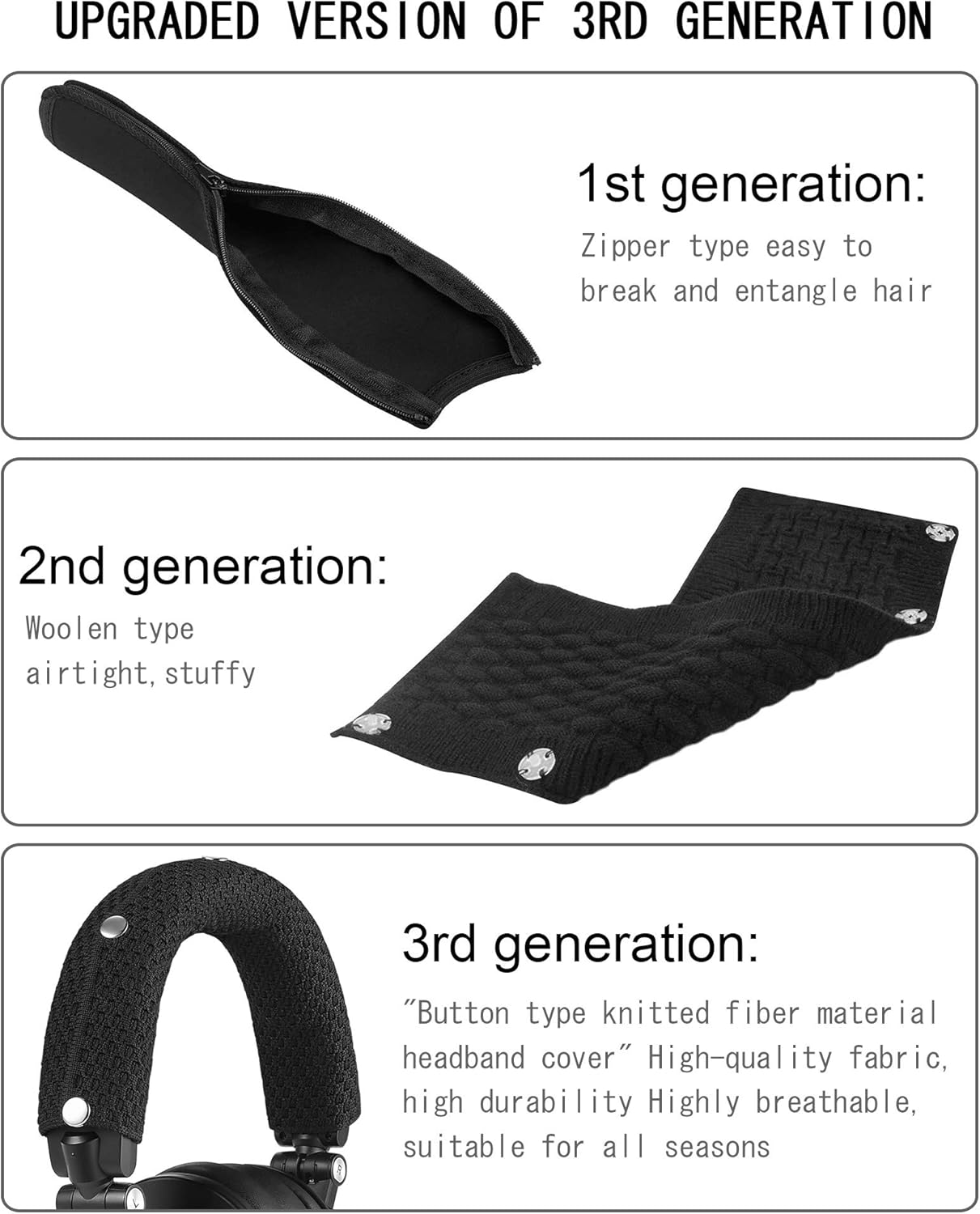 GEVO Replacement Headphone Headband Cover for AKGs, Senheiser, Sony,ATH,Audio-Technica,Shure,Panasonice Headsets,Headband Cushion Easy Installation No Tool Needed(Black)