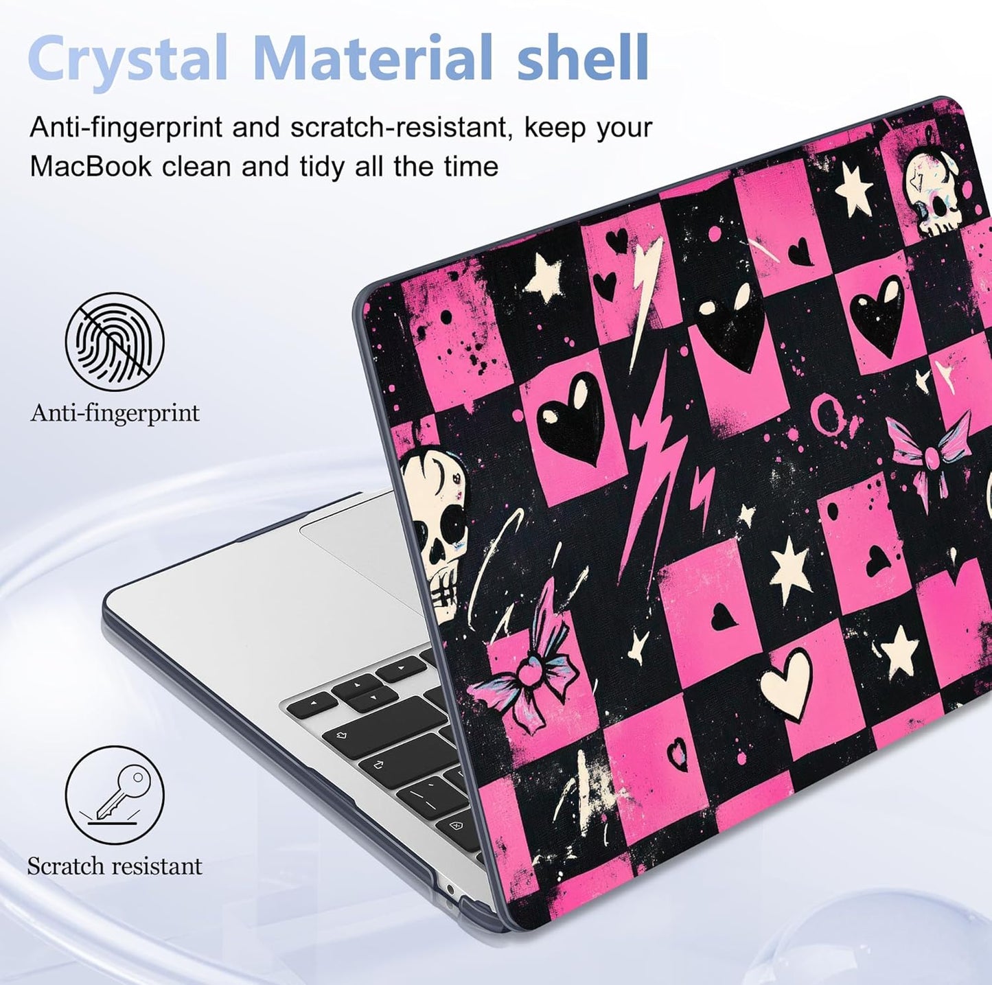 Case for MacBook Air 15 Inch 2025 2024 2023 Release M4 A3241 M3 A3114 M2 A2941, Hard Shell with Screen Protector & Keyboard Cover, Compatible with Touch ID, Pop Punk Checkerboard