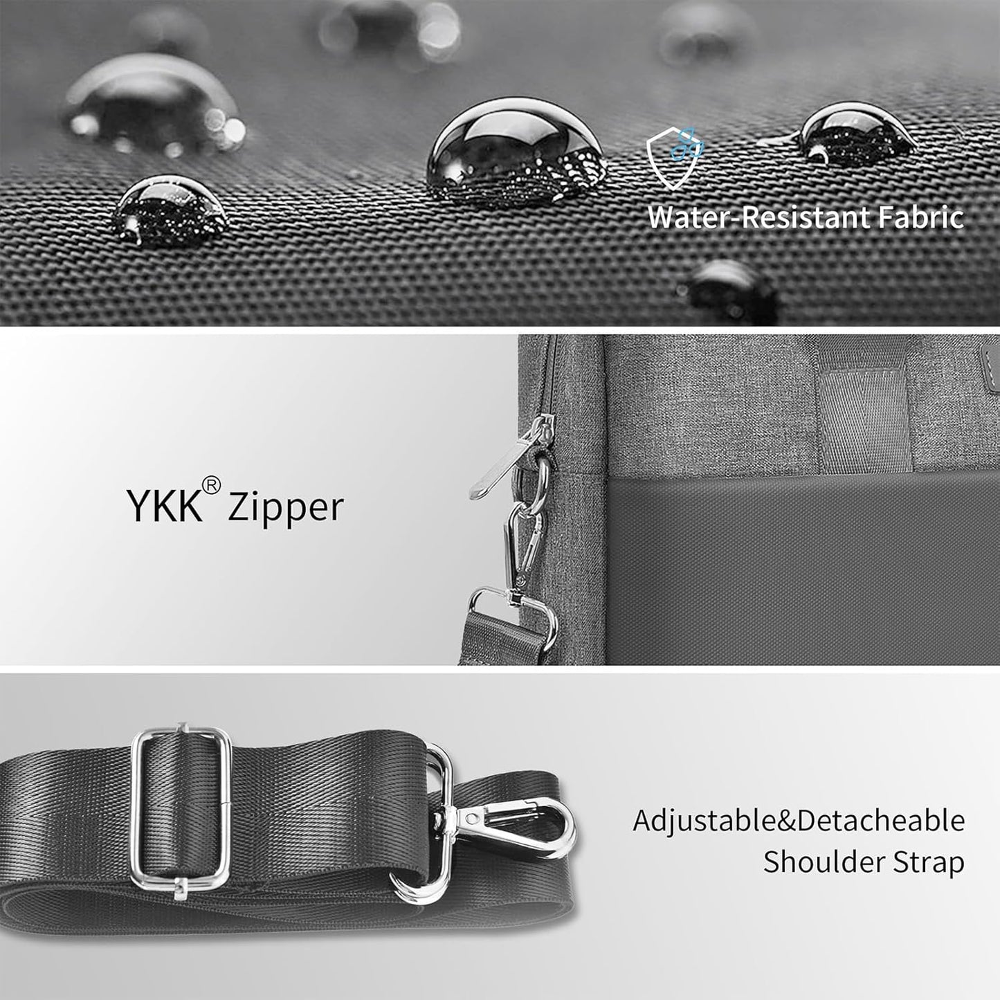 WIWU 15.6 16 Inch Laptop Bag for Men Women, Water-Resistant Laptop Case with Shoulder Strap Messenger Work Bag for Business Compatible with MacBook Air Pro/Dell XPS/HP Envy/Microsoft Surface(Grey)