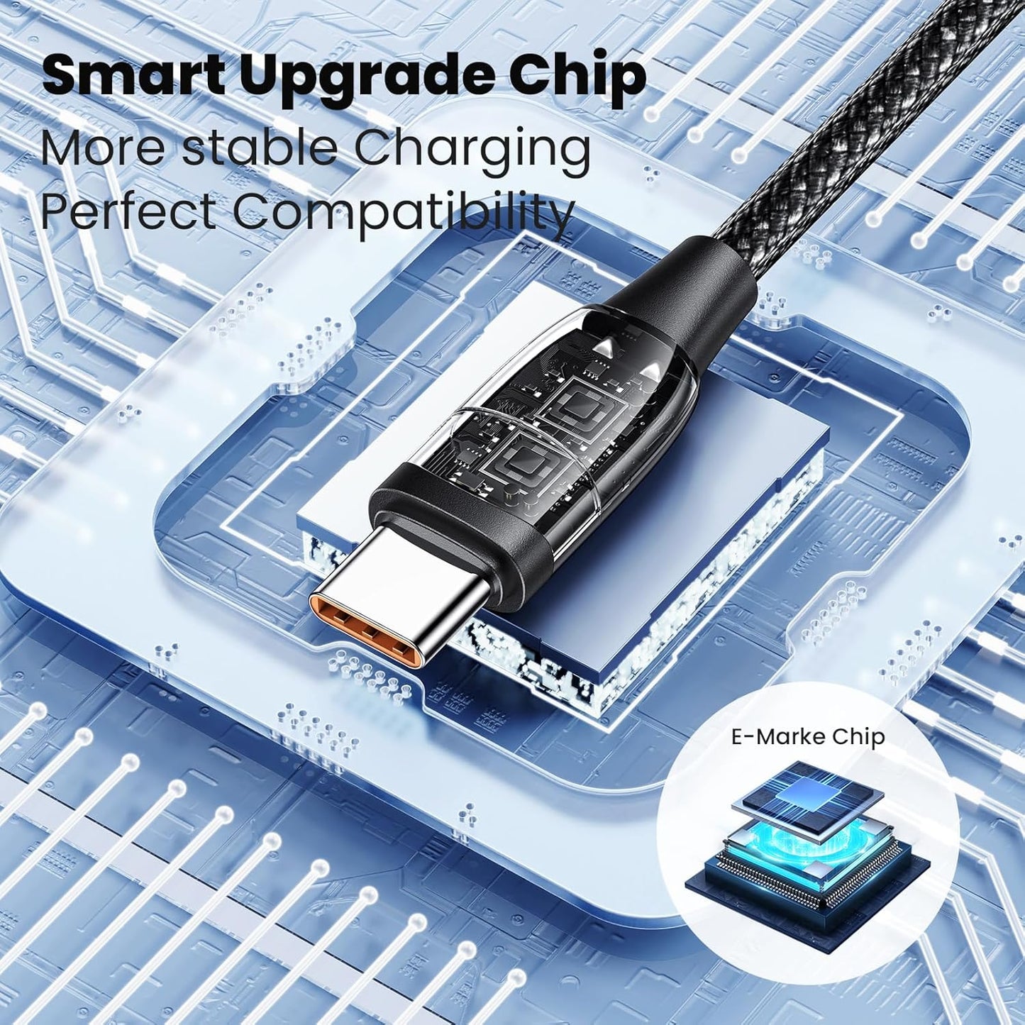 100W USB C Multi Charging Cable, USAMS 6.6FT 5-in-1 5A Fast Sync Charger Adapter Nylon Braided Type-C Cable for Laptop/Tablet/Phone and More