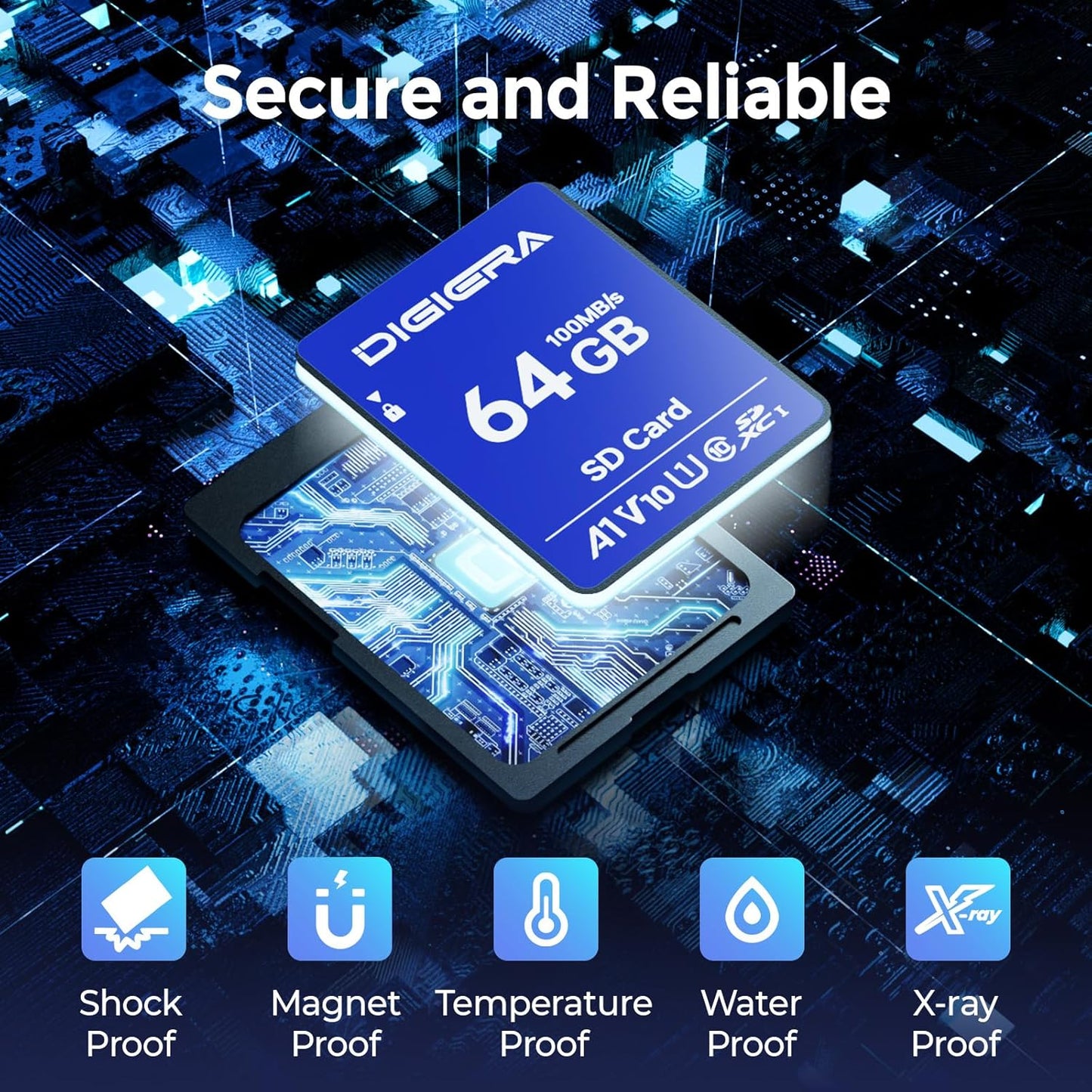 64GB CS100 SDXC UHS-I Memory Card - up to 100MB/s, C10, U1, V10, Full HD, SD Card for Computers, Digital Cameras, Home Theatre Devices, Car Navigation Systems (1 Pack)