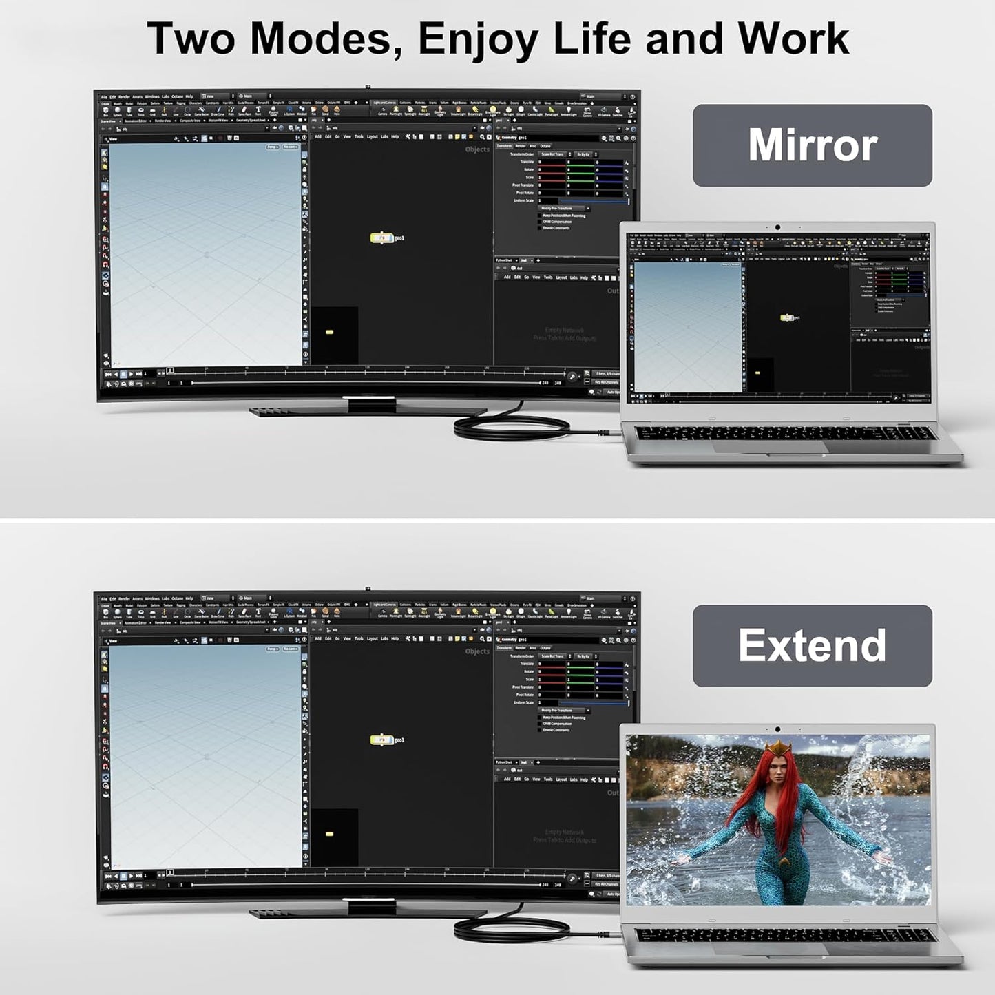 HDMI to VGA Cable 25 FT, Uni-Directional HDMI (Source) to VGA (Display) Cable, Black Male to Male Cord, Gold-plated Connectors, Aluminum Shells, for PC, Desktop, Laptop, Monitor, Projector, HDTV, Xbox