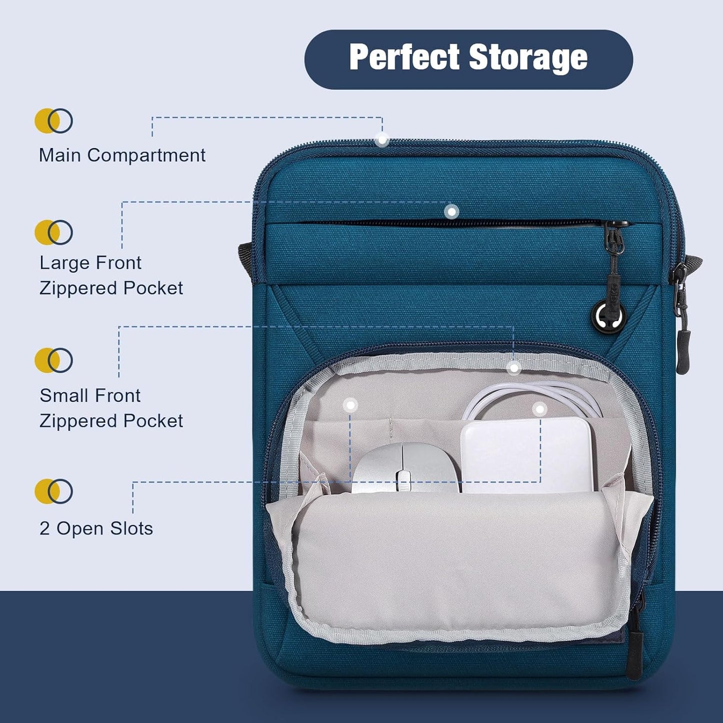 MoKo 9-11 Inch Tablet Sleeve Bag, Fits 11 inch iPad Air M3, iPad A16 2025, Pro 11 M4, iPad 10/9/8/7th, Tab S8/S9 11, Multifunctional Bag with Shoulder and Headphone Port,Peacock Blue