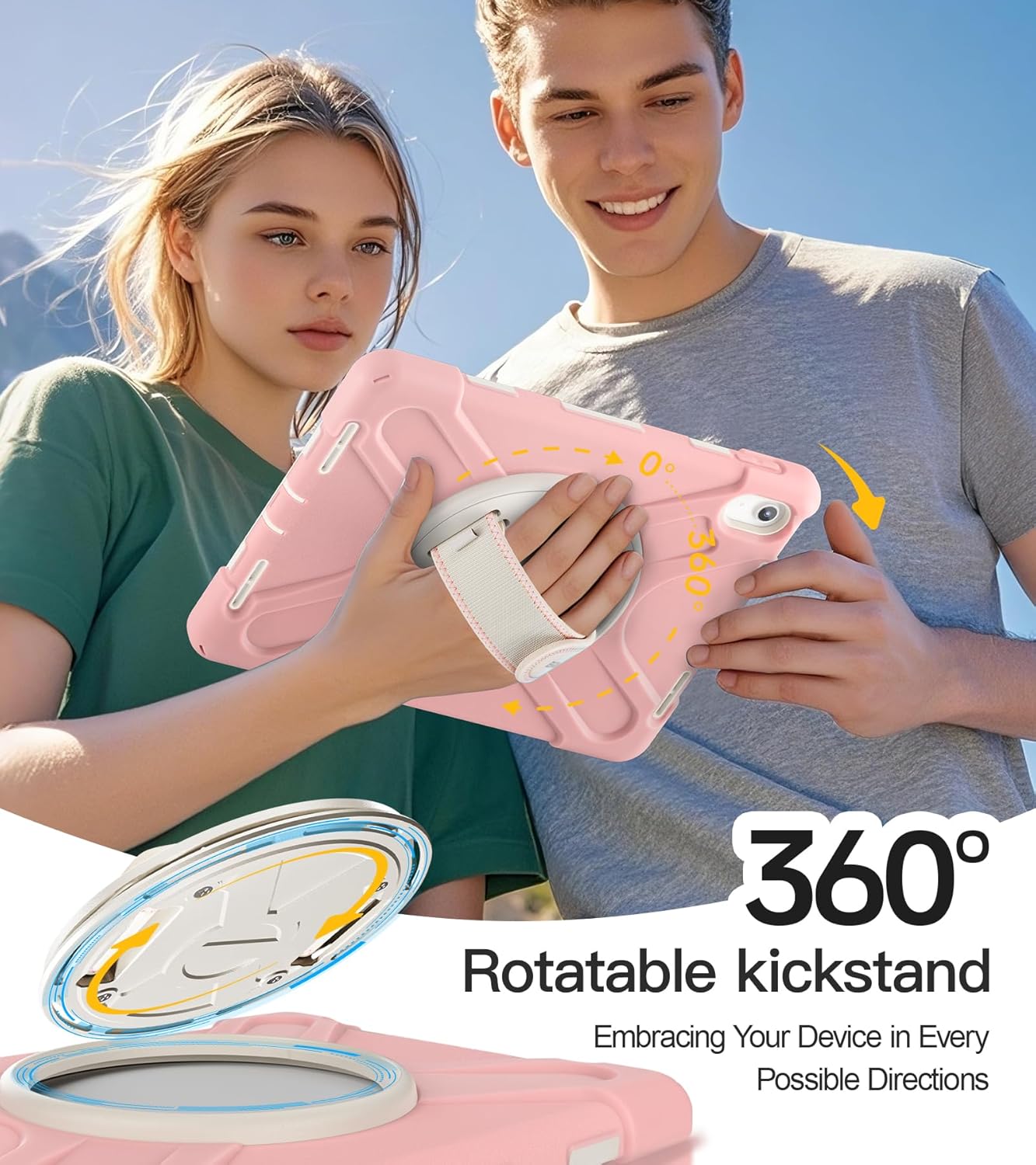 BRAECN for iPad (A16) 11th/10th Generation case 11/10.9 inch 2025/2022 Heavy Duty Shockproof Protective with Pencil Holder Screen Protector 360°Rotating Stand Handle & Shoulder Strap Full Body Cover