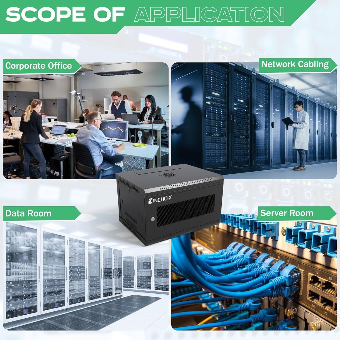 6U Server Cabinet Wall Mount Network Rack Enclosure Cabinet Enclosure for Computer Data Networking Electronic Equipment, Removable Side Panels 14.5in Depth