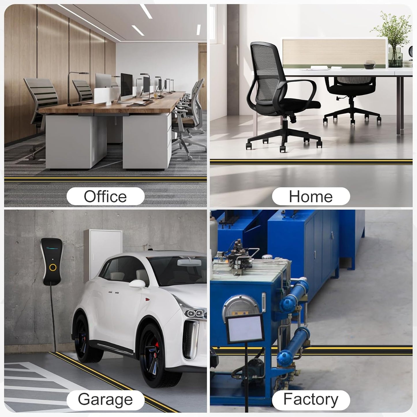 Floor Cord Cover 6.5Ft Heavy Duty PVC Floor Cable Protector Electric Cord Hider Cable Management Floor Strip Extension Cord Covers Cable Raceway for Wires on Floor Inner Channel 1.36" W x 0.43" H