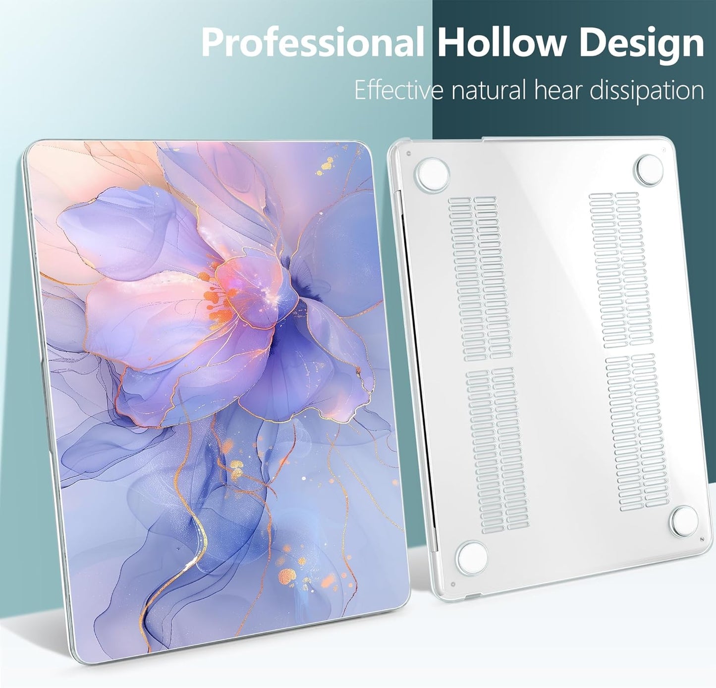 TWOLSKOO Compatible with M4 MacBook Air 13.6 inch Case 2025-2022 Release M4 A3240 M3 A3113 M2 A2681, Plastic Hard Shell & Keyboard Cover & Type C Adapter & Screen Protector, Blue Marble