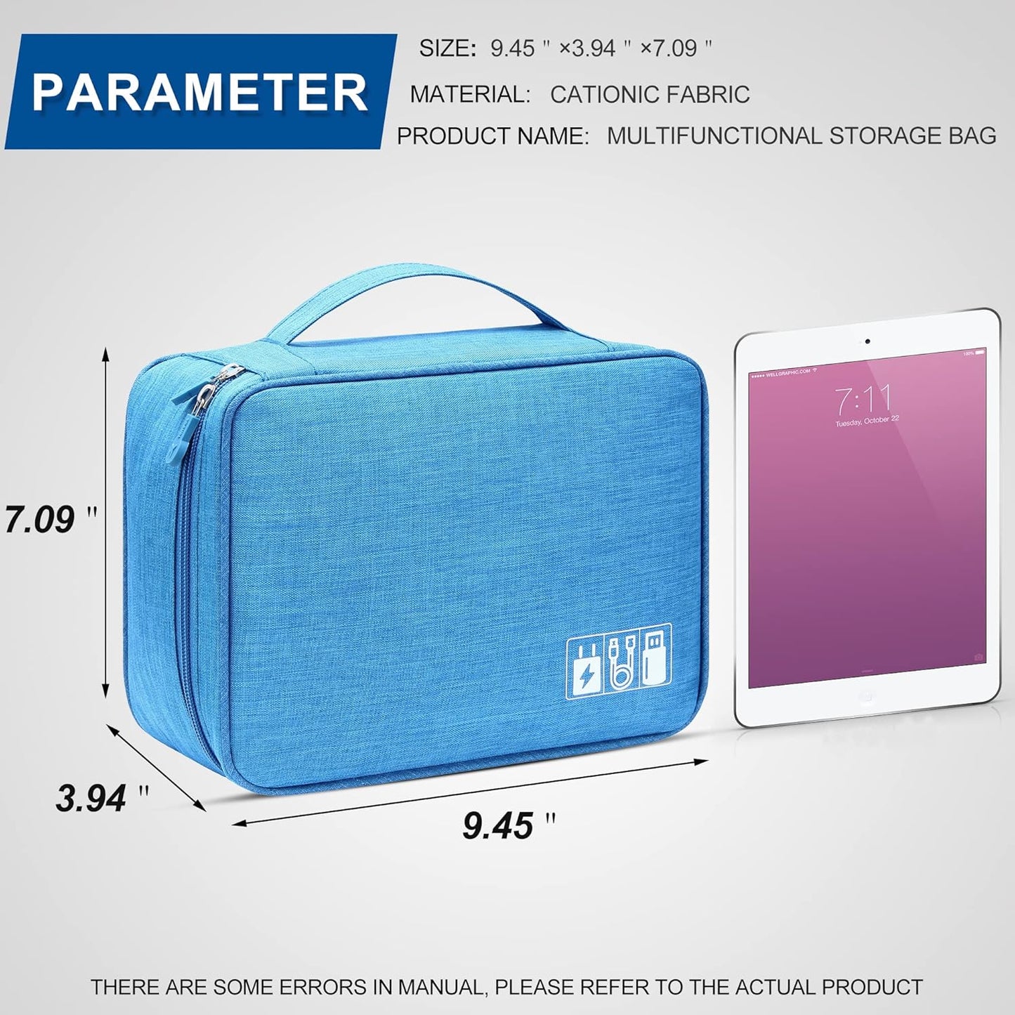 Electronics Organizer Travel Universal Cable Organizer Bag Waterproof Electronics Accessories Storage Cases for Cable, Charger, Phone, USB, SD Card, Hard Drives, Power Bank, Cords