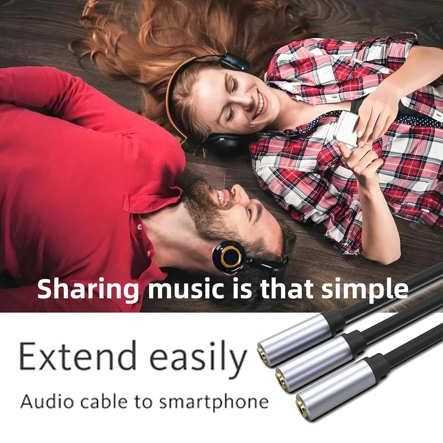 3.5mm Stereo Audio Splitter Cable, Gold Plated 3.5mm (1/8") TRS 1 Male to 3 Female 3-Way Stereo Aux Splitter 1 Input 3 Output Stereo Audio Distributor Cable (3-Pole)