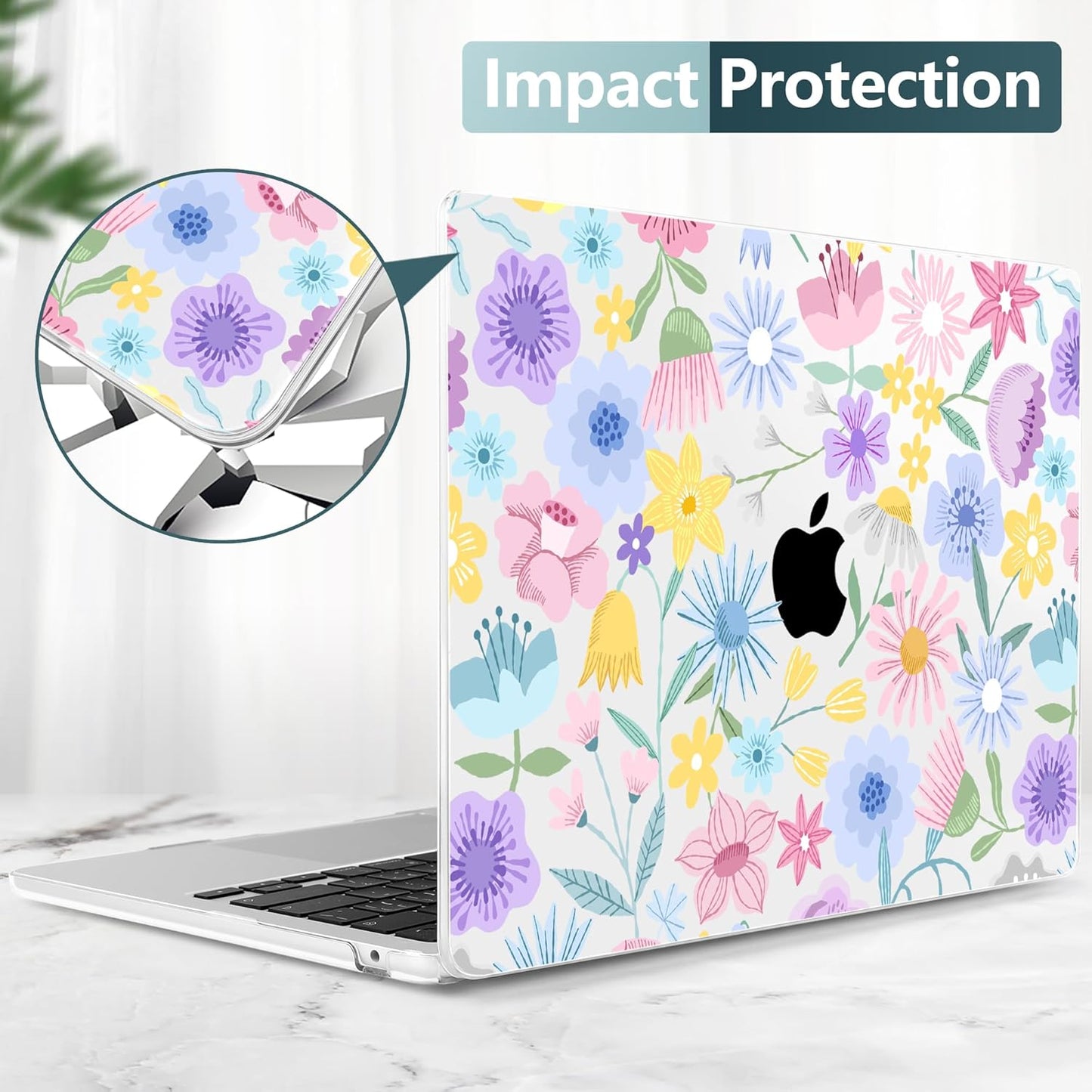 TWOLSKOO Compatible with M4 MacBook Air 15 inch Case 2025-2023 Released Model M4 A3241 M3 A3114 M2 A2941, Plastic Hard Shell & Screen Protector & Keyboard Cover & Type C Adapter, Flying Astronauts