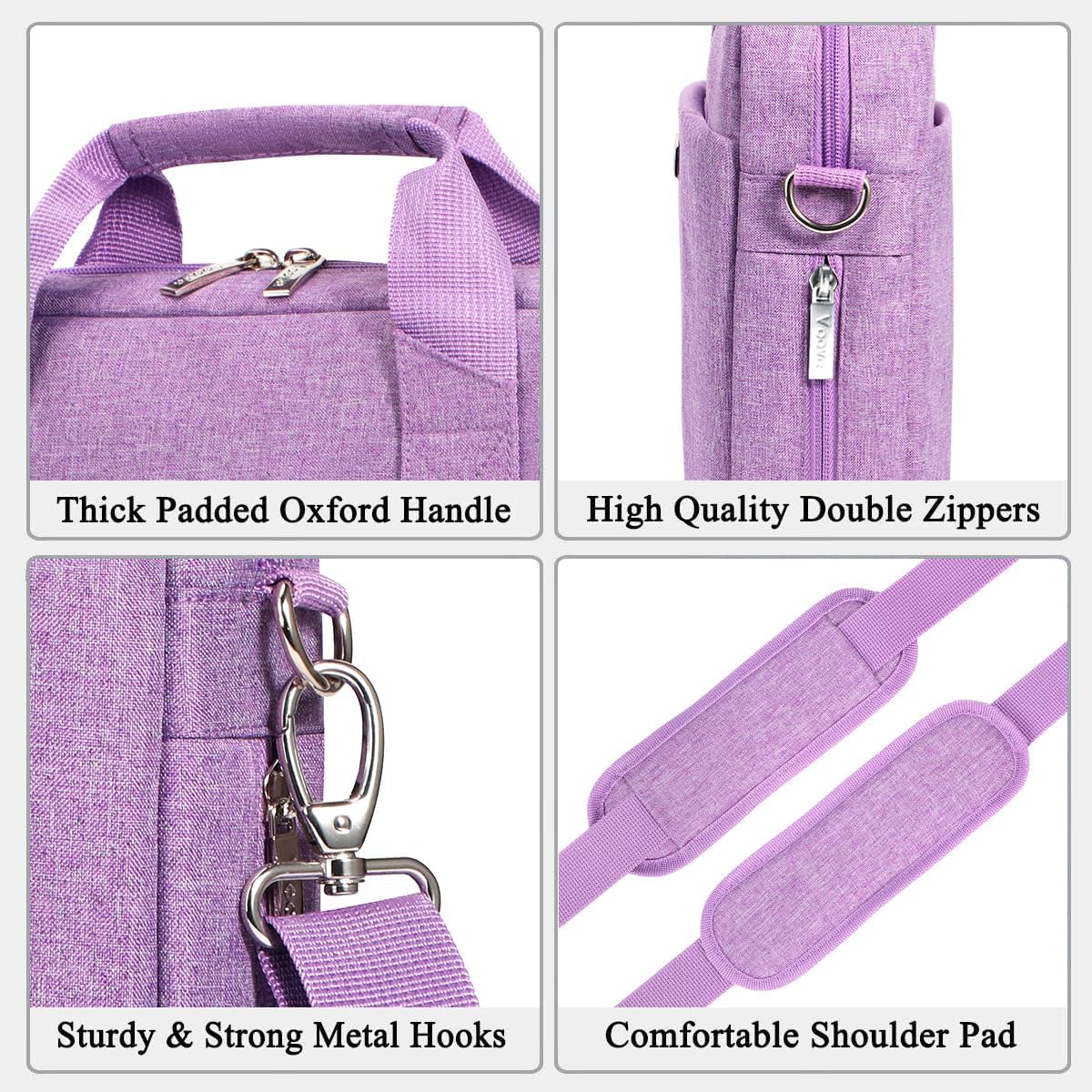 Voova Laptop Bag Case 17 17.3 Inch Computer Sleeve Messenger Bag with Shoulder Strap Expandable Waterproof Large Capacity Business Briefcase for Work Travel Fit 17-18” Laptop, Men Women, Lavender