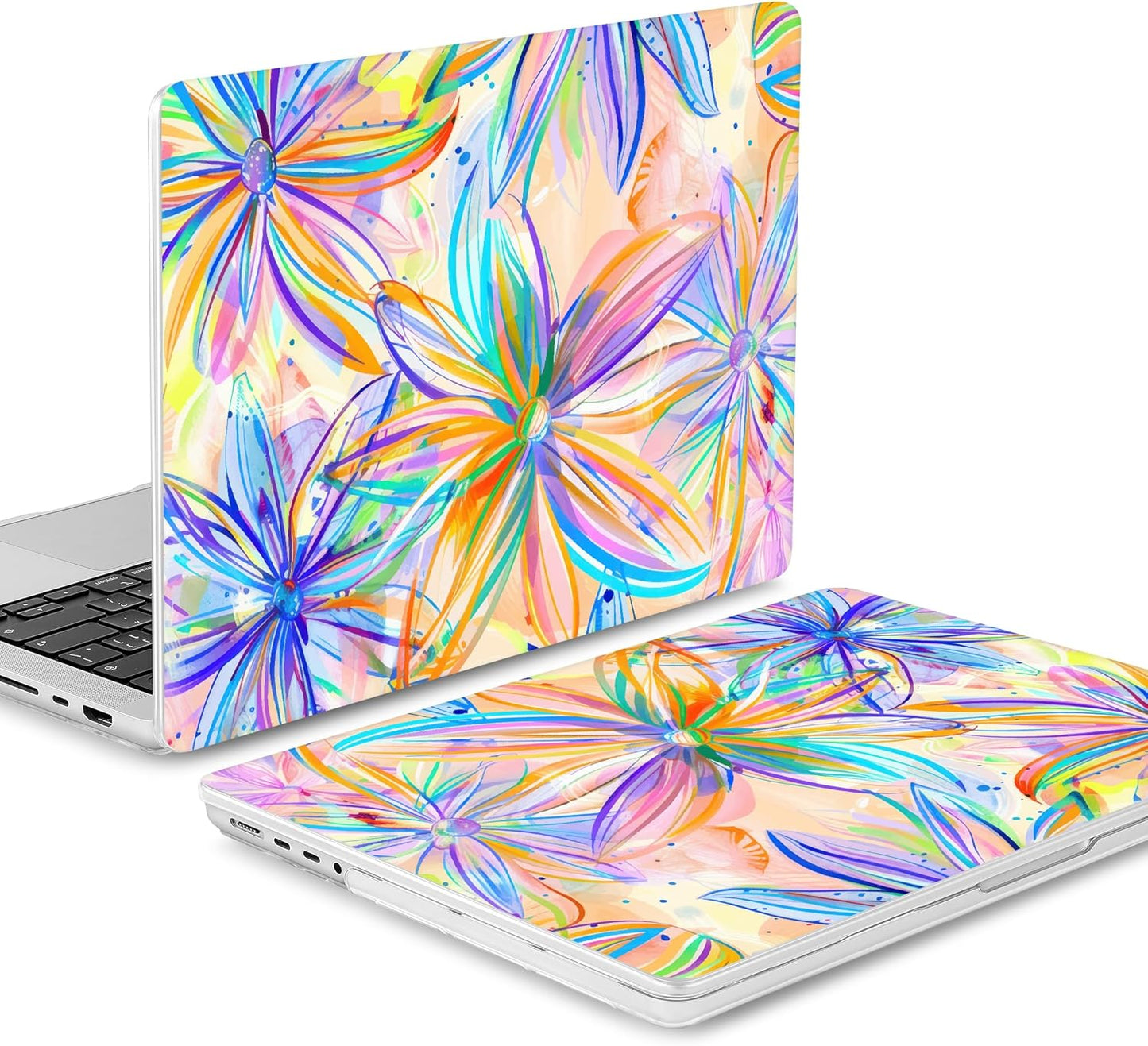 Mektron Case for MacBook Pro 16" M4 A3403 A3186 M3 A2991 M2 A2780 M1 A2485 (2021/2023/2024) Pro/Max with Touch ID, Hard Shell Plastic Laptop Cover Keyboard Cover, Watercolor FlowerC328