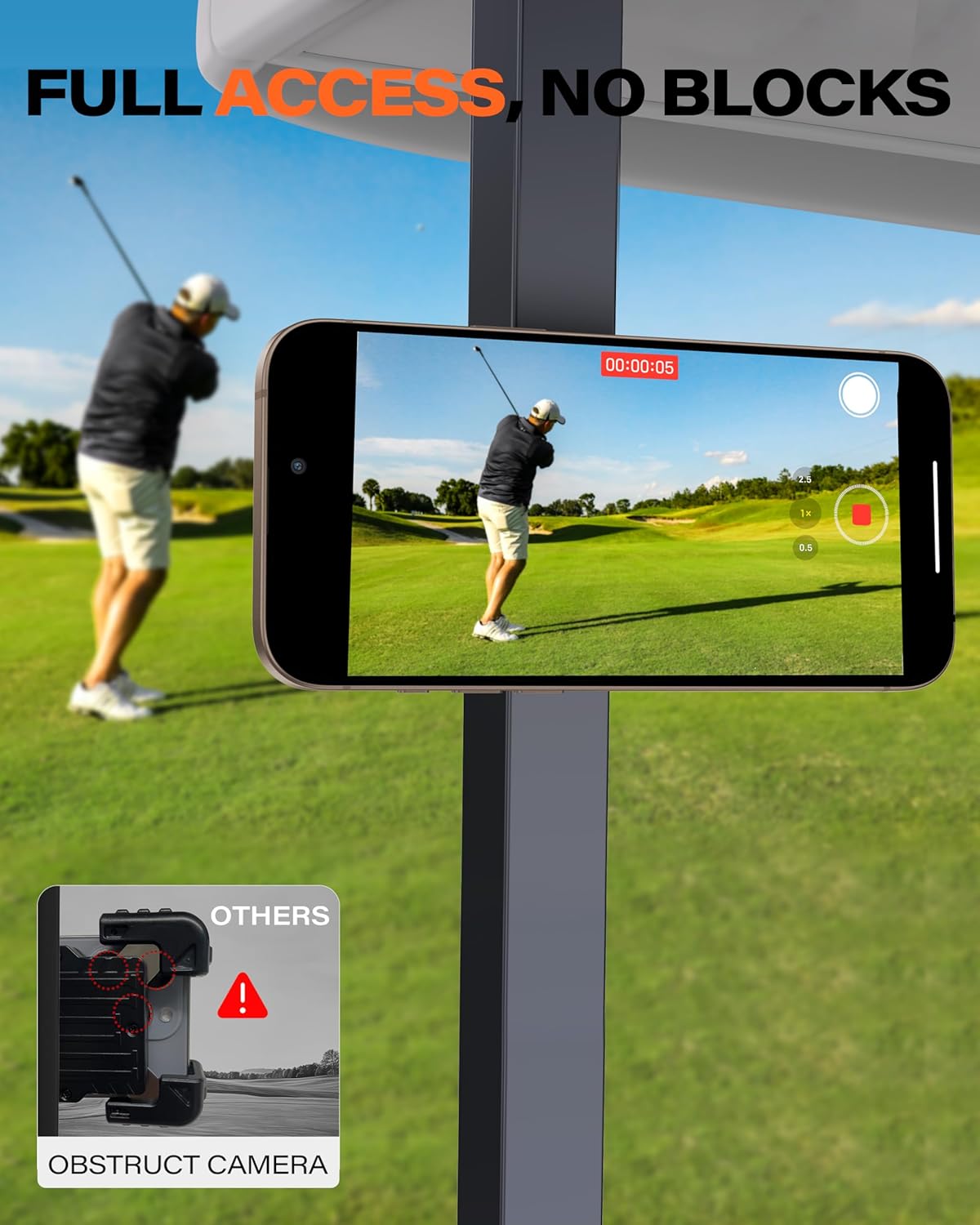 A2C Alloy Magnetic Golf Cart Phone Holder Compatible with MagSafe iPhone 16 Pro Max Plus 15 14 13 12 Mini Fits EZGO, Club Car, Yamaha, Icon, Golf Cart Accessories Essentials Gift (US Flag)