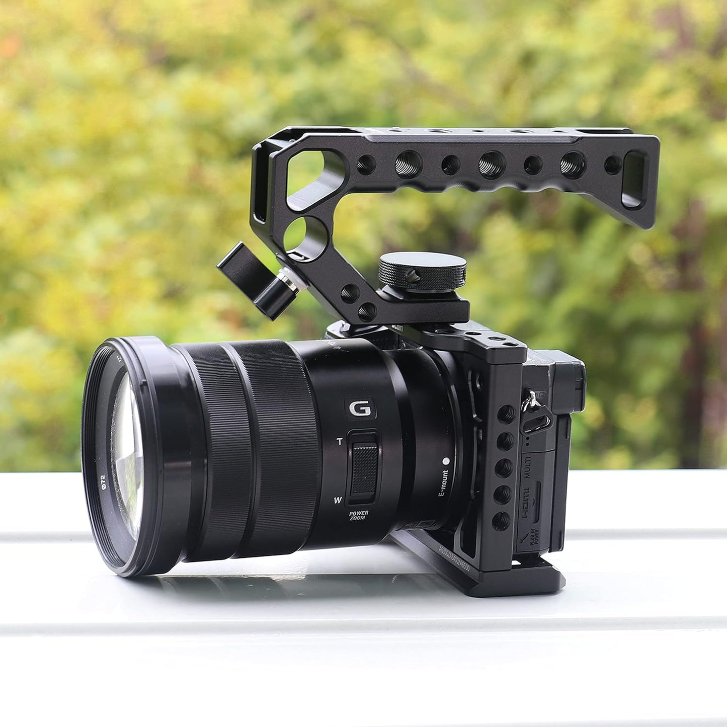 Hersmay A6500/A6400/A6300 Camera Cage Video Stabilizer with Top Handle for Sony A6500 A6400 A6300 A6000 A6100 Cameas DSLR Rig with Cold Shoe,Handle Locating Holes,Multiple 1/4" 3/8" Screw Holes