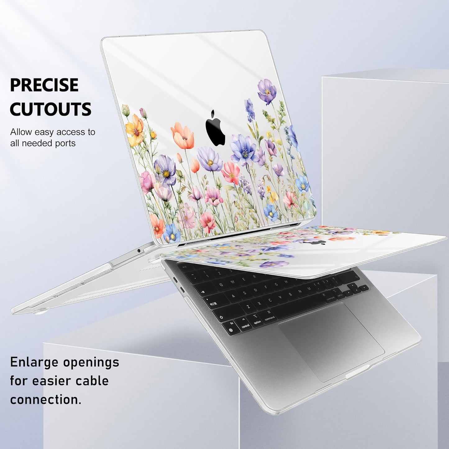 May Chen Case for MacBook Pro 13 inch M2 2023,2022,2021,2020 A2338 M1 A2251 A2289, Plastic Hard Shell Case for MacBook Pro 13" with Touch Bar Fits Touch ID, Wild Flowers