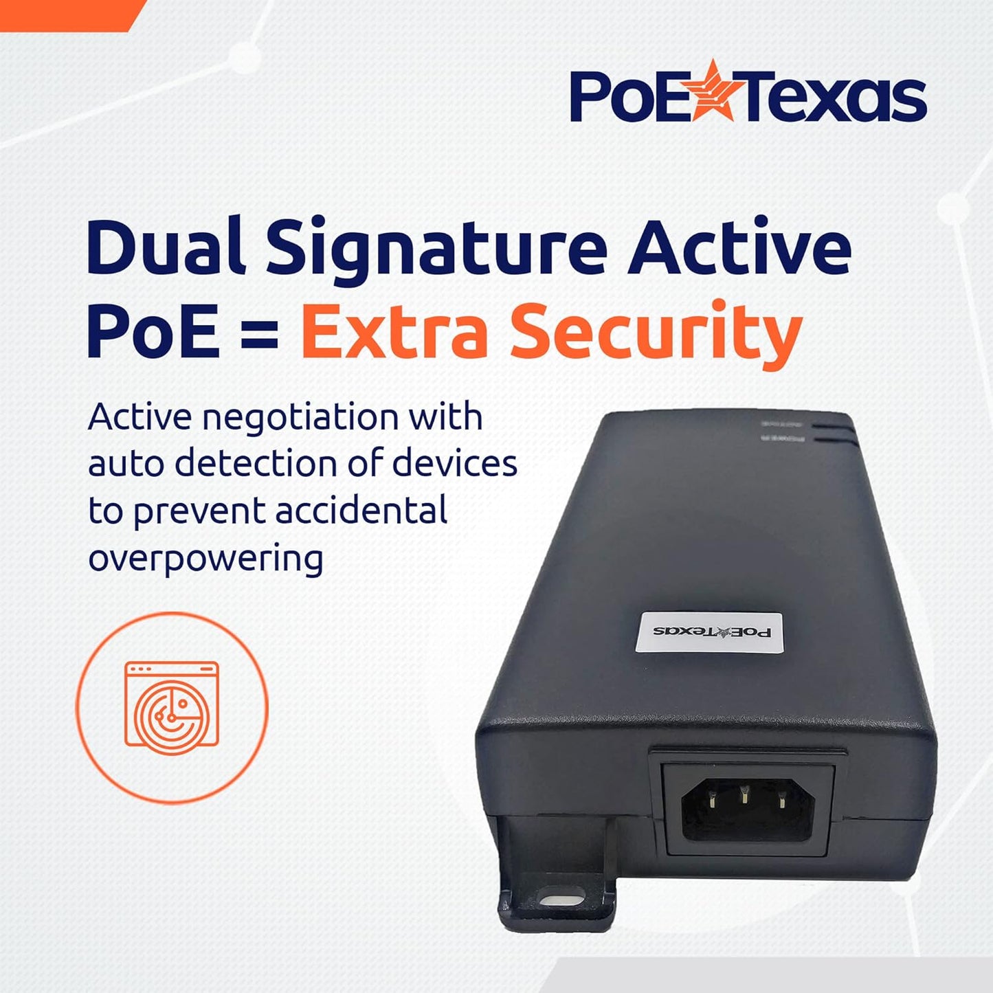 Poe Texas 60 watt PoE Injector - 802.3bt PoE++ Single Port 4-Pair Power Over Ethernet Injector - Active PoE Adapter with 55V 60W Output - 10/100/1000 Gigabit Data - Mode A/B Wall Mount Plug & Play