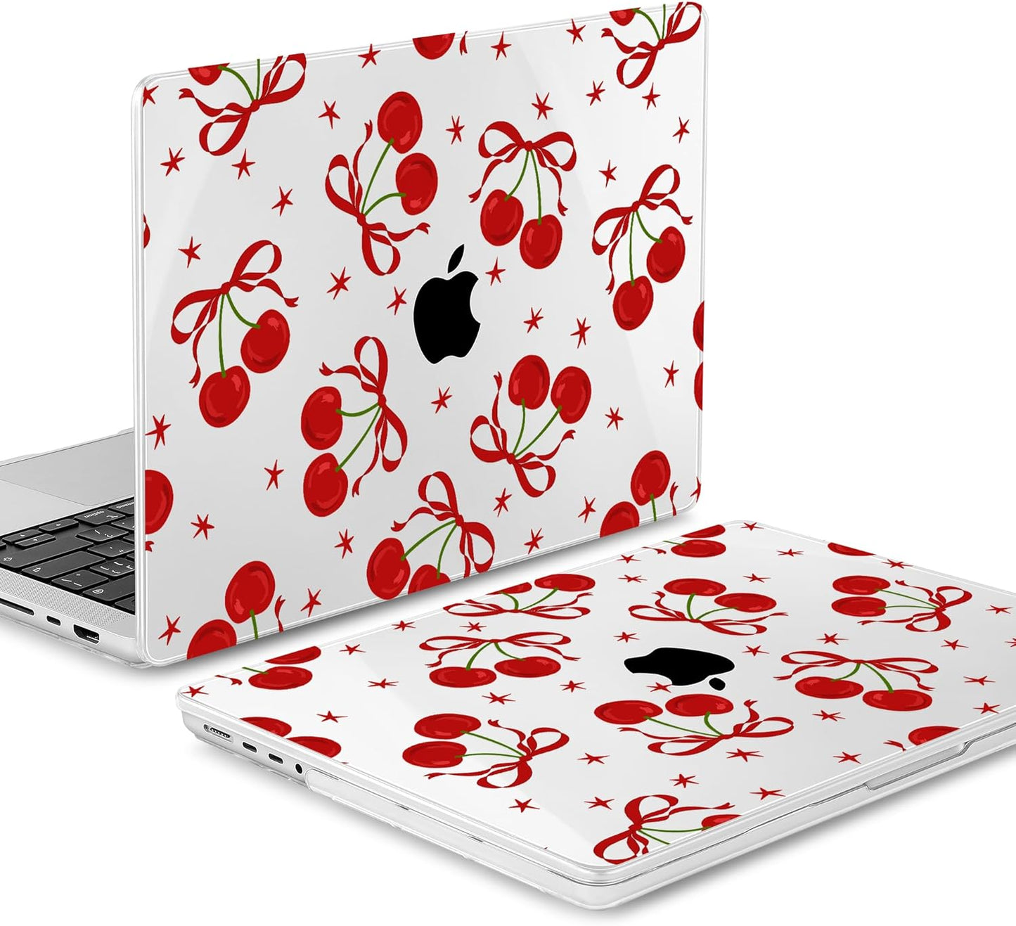 Mektron Case for MacBook Pro 16" M4 A3403 A3186 M3 A2991 M2 A2780 M1 A2485 (2021/2023/2024) Pro/Max with Touch ID, Hard Shell Plastic Laptop Cover Keyboard Cover Screen Protector, Red Bows-Cherry