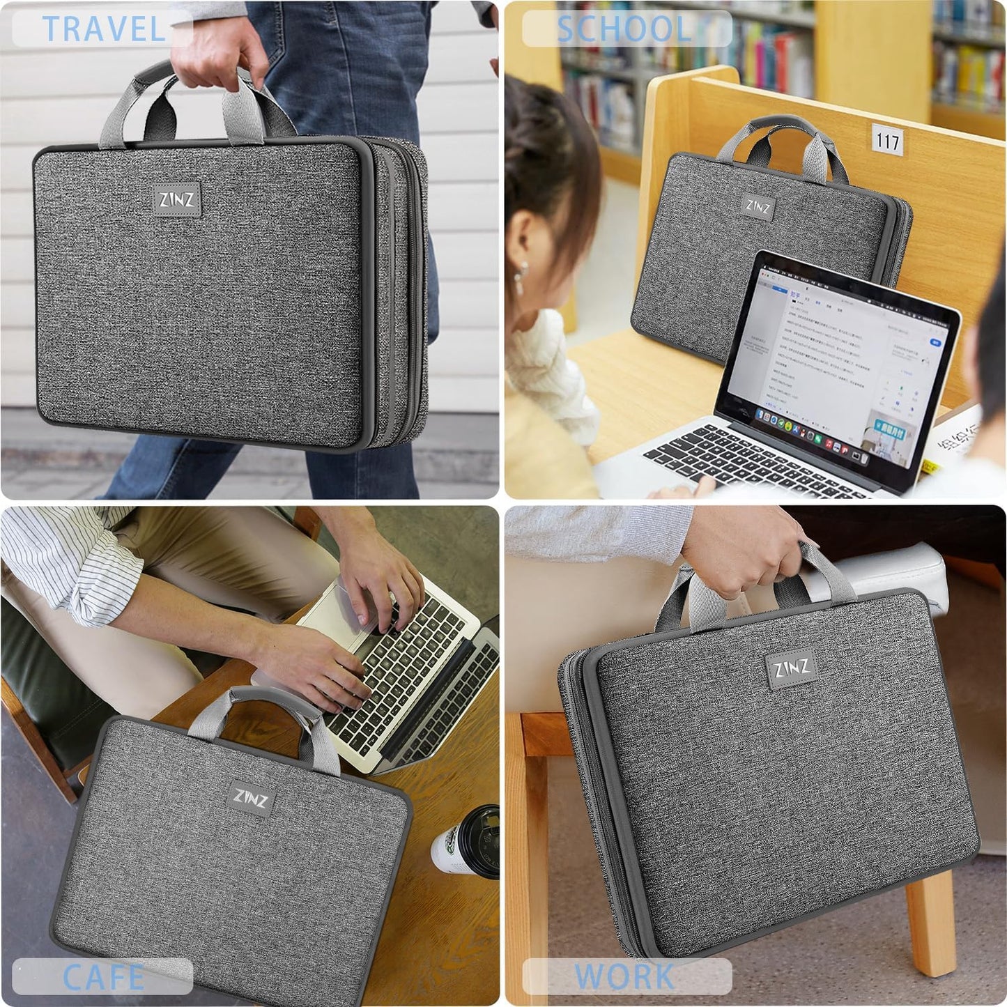 ZINZ Laptop Case Computer Sleeve Briefcase with Multi-pockets for 11.6 12.9 13 13.3 14 15 15.6 16 inch Notebooks