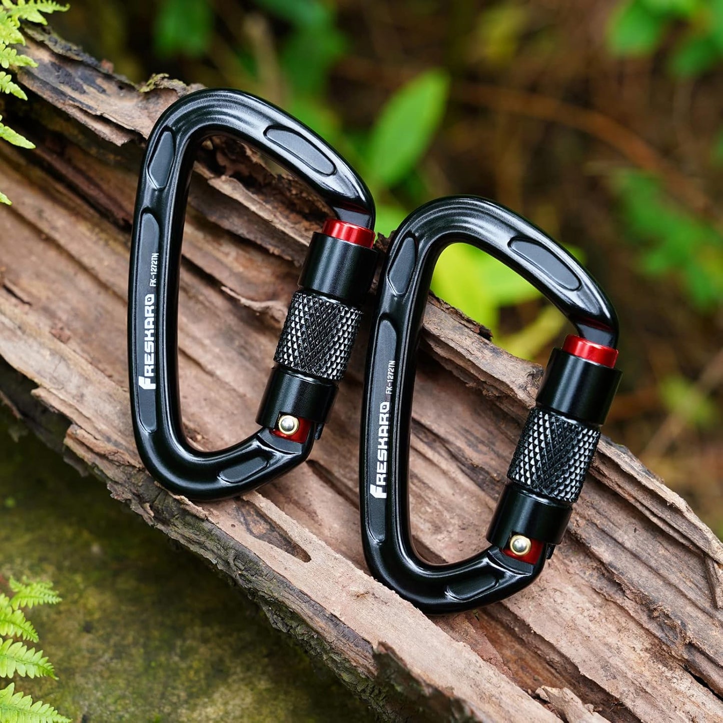 FresKaro UIAA Certified 25KN Auto Locking Climbing Carabiner Clips, Twist Lock, and Heavy Duty Carabiners for Rock Climbing, Rappelling, and Mountaineering, D Shaped