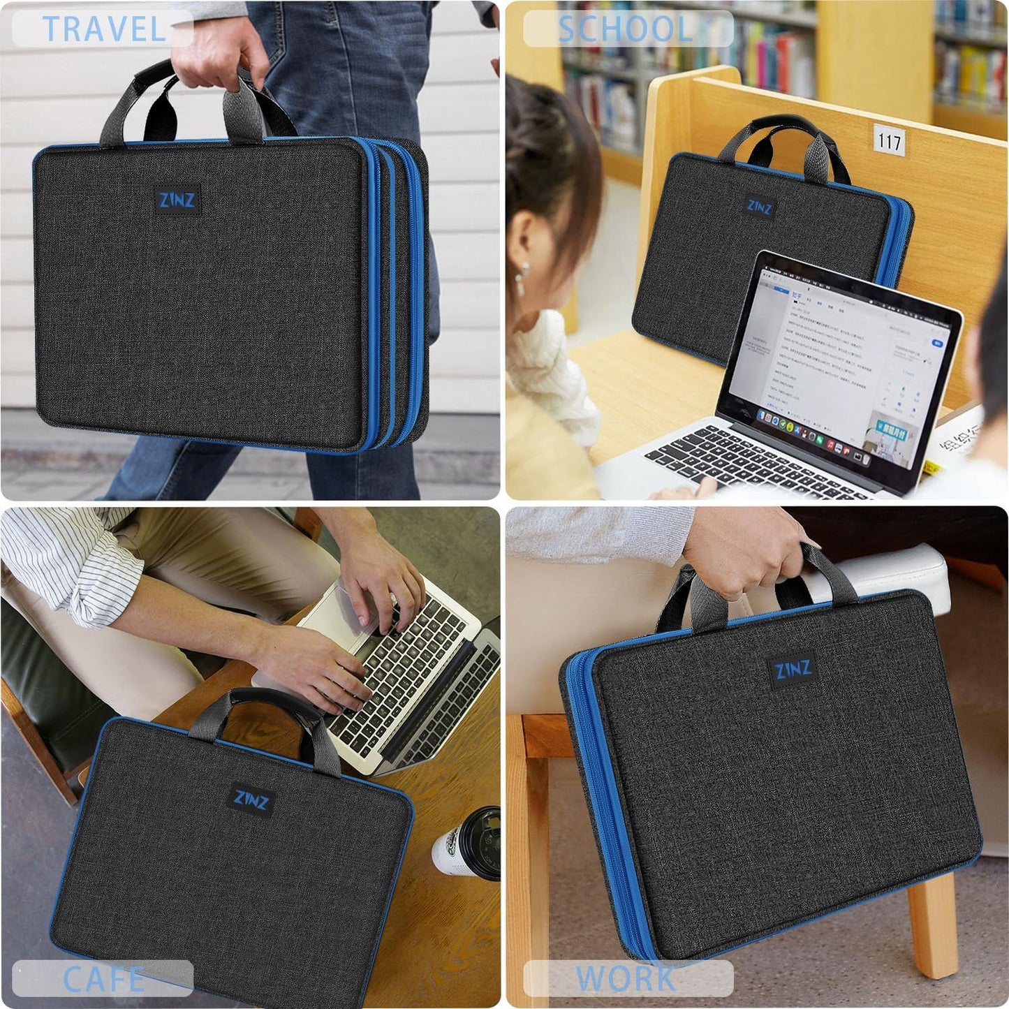 ZINZ Slim Expandable Laptop Case 15.6 Inch Sleeve Upgraded Protective Durable Recycled Carrying Case Compatible with MacBook 15" & 16" and Most 15" 15.6" 16" Notebook,B01K03