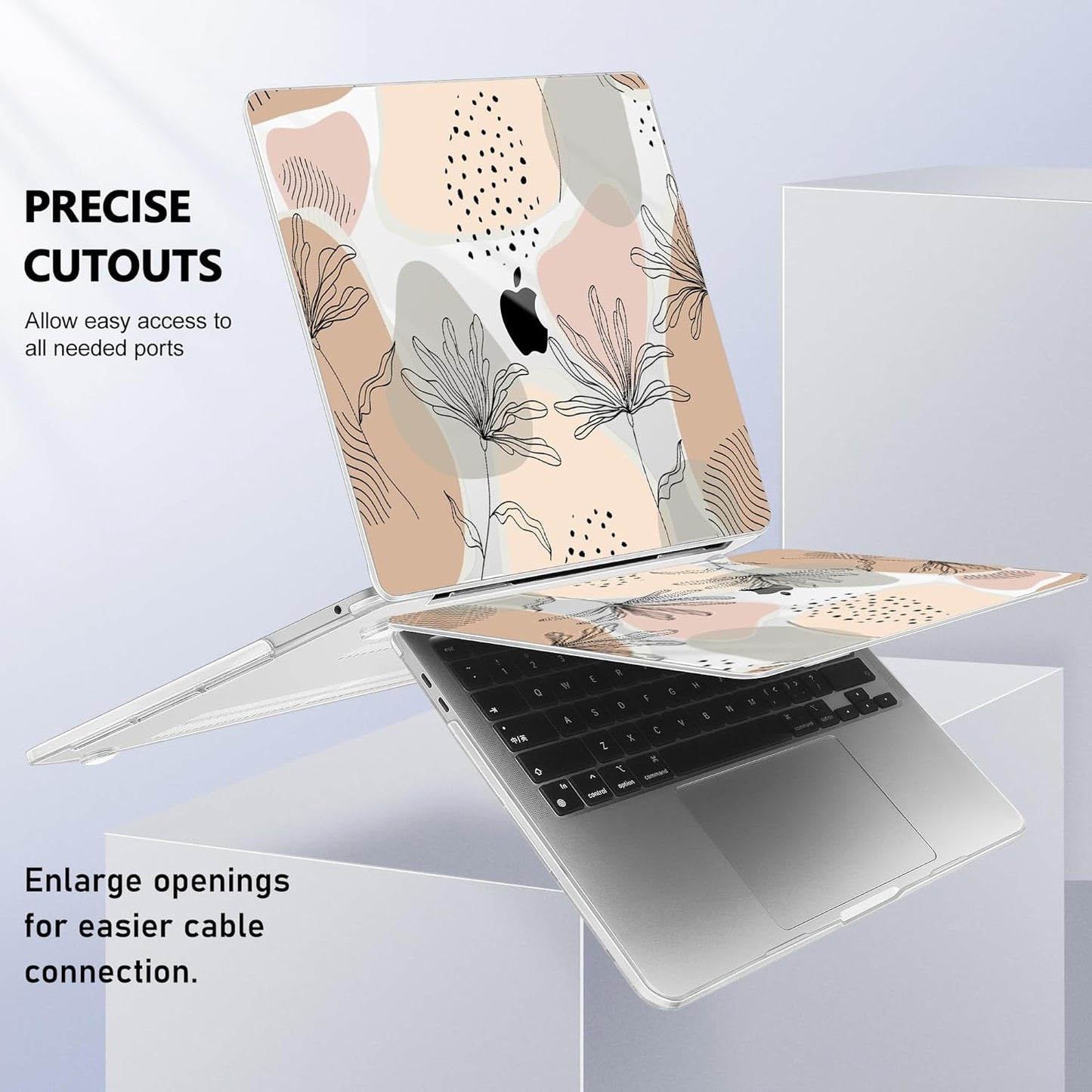 May Chen Compatible with MacBook Pro 13 inch Case 2022 2021 2020 Release Models A2338 M2 M1 A2251 A2289, Hard Hard Shell Case with Keyboard Cover for MacBook Pro 13 inch, Flowers and Leaves