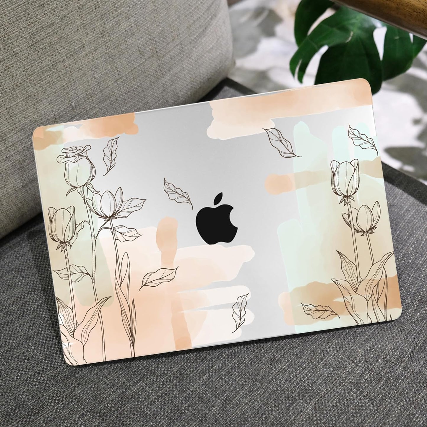 MEEgoodo for MacBook Air 13.3 inch Case 2021 2020 2019 2018 A2337 M1 A2179 A1932, Laptop Shell for MacBook Air M1 with Keyboard Webcam Cover & Trackpad Film & Type C Adapter,Elements Watercolor