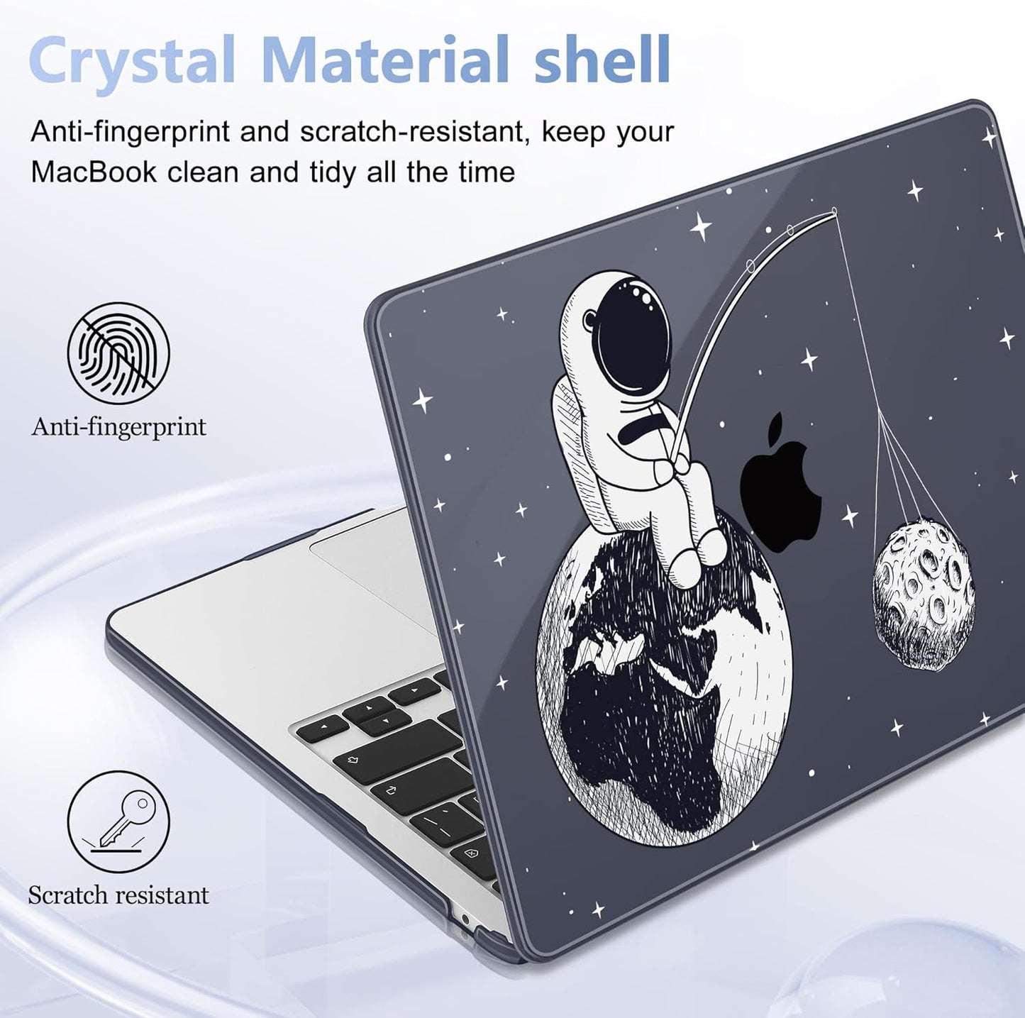 Case for MacBook Air 15 Inch 2025 2024 2023 Release M4 A3241 M3 A3114 M2 A2941, Hard Shell with Screen Protector & Keyboard Cover, Compatible with Touch ID - Astronaut Enjoy