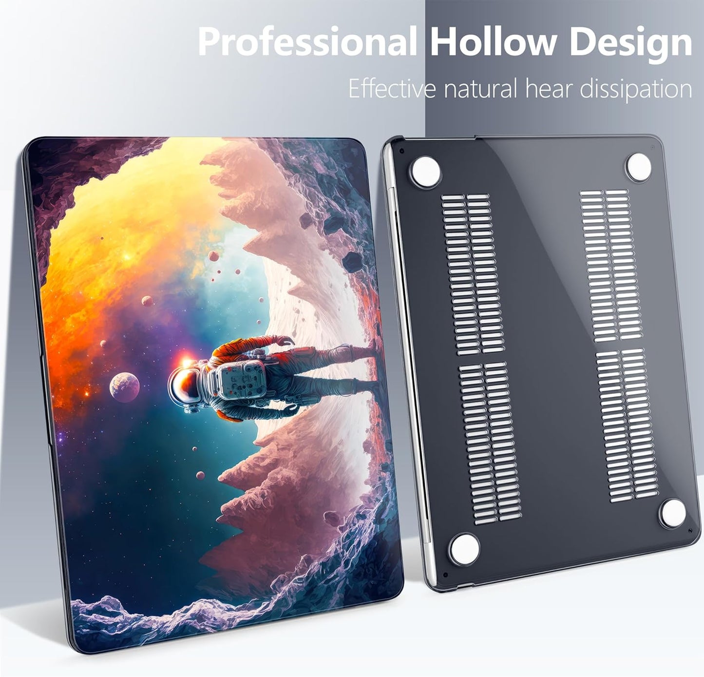 Batianda Premium Case for New MacBook Air 15 inch 2025 2024 2023 with M4 M3 M2 Chip, Designed Black Protective Plastic Hardshell & Keyboard Cover & Screen Protector, Astronaut