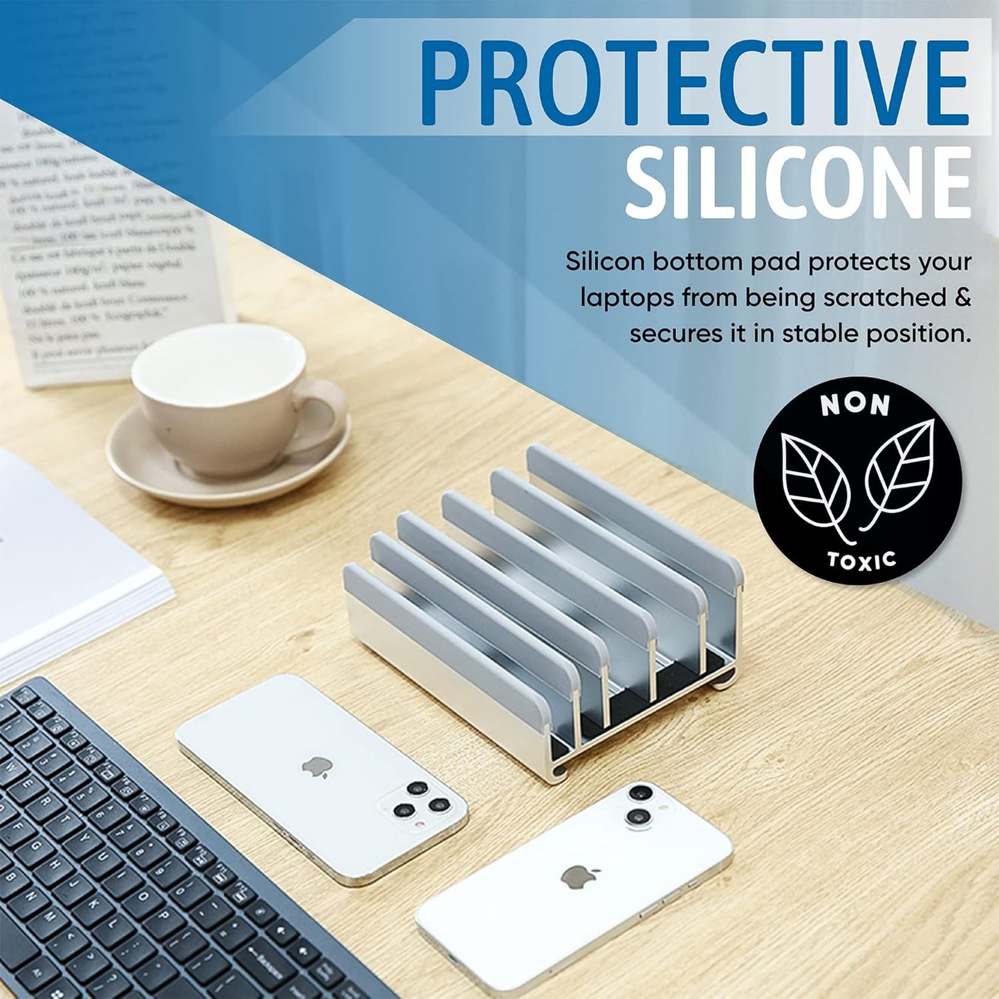 Elestoria Adjustable Laptop Stand - Fits 5 Devices, Modern Design, Tool Free Adjustment, Protective & Stable