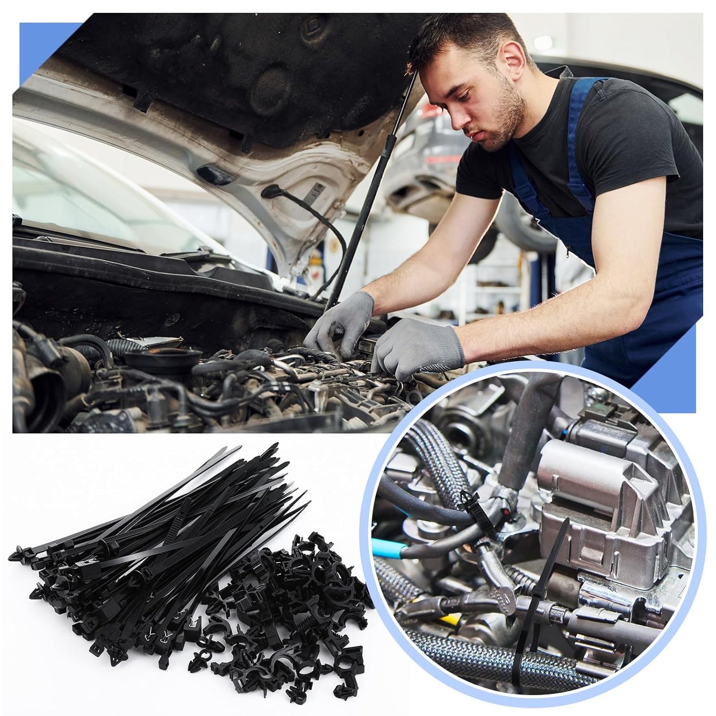 200pcs Car Wire Loom Routing Clips Push Mount Cable Tie Assortment 15 Sizes Car Harness Routing Clips Universal Wiring Harness Clip Replacement Parts for Automotive