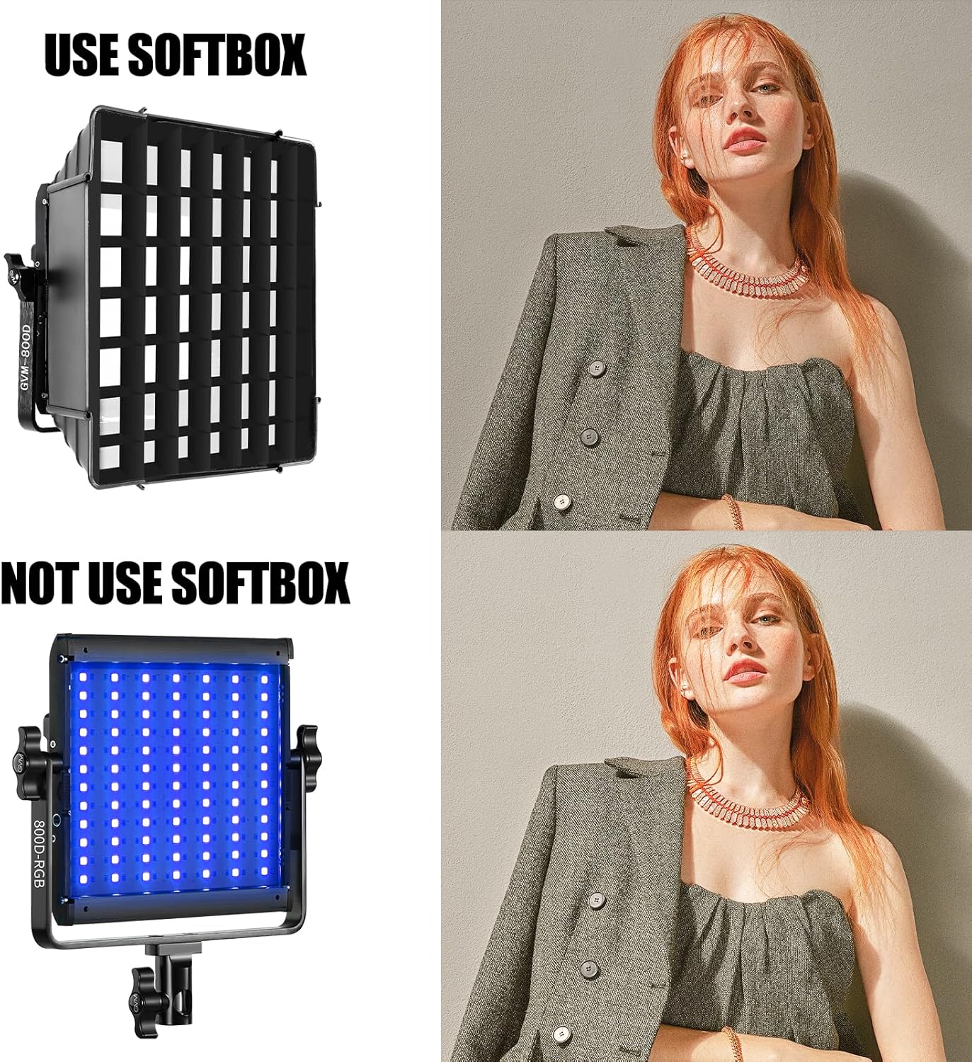 GVM Upgrade 800D RGB Video Light Kits with 2 Softboxes, Studio Lights with Bluetooth Control, 2 Packs Photography Lighting with 18 Lighting Scenes, led Panel Lights for Video Recording