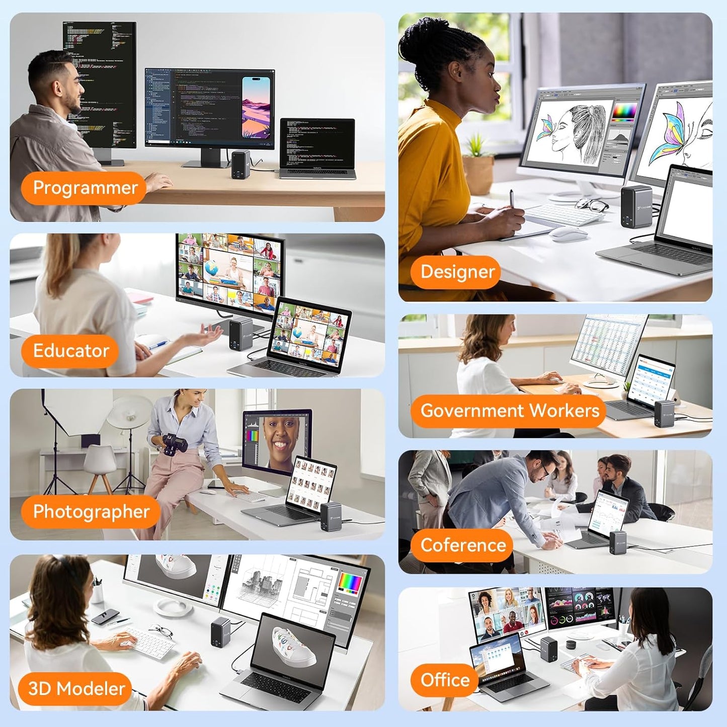 TobenONE Docking Station Dual Monitor with 100W GaN III Charger, USB C Docking Station Dual 4K HDMI for MacBook Pro/Air, Type C Dock with 2 HDMI, 7 USB, SD&Micro SD, Gigabit Ethernet, 87W PD, Audio