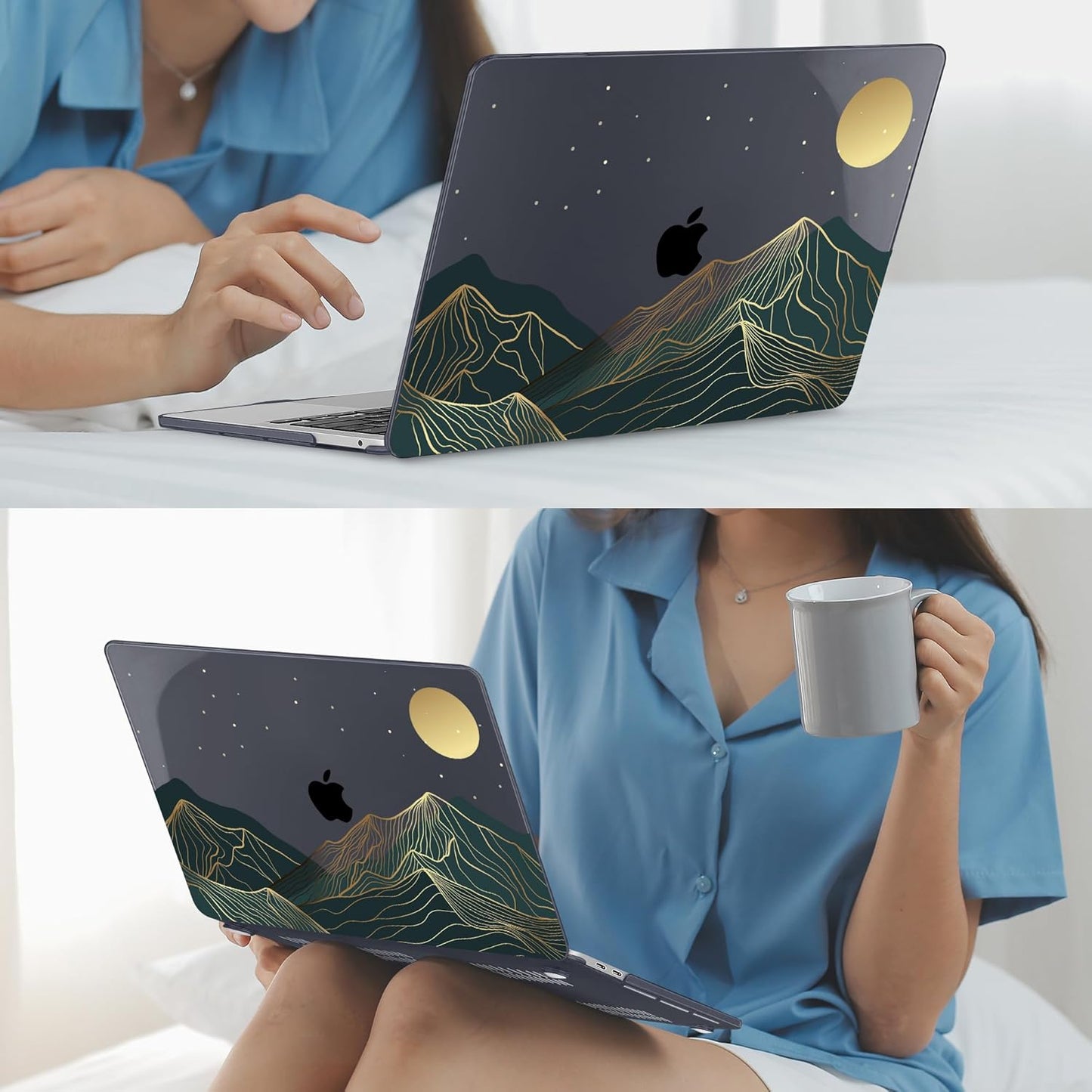 Mektron for MacBook Air 13 Case A1466/A1369 (2010-2017 Release), Snap-on Plastic Hard Shell Cover for MacBook Air 13.3 inch with Keyboard Cover, Abstract Mountain C112